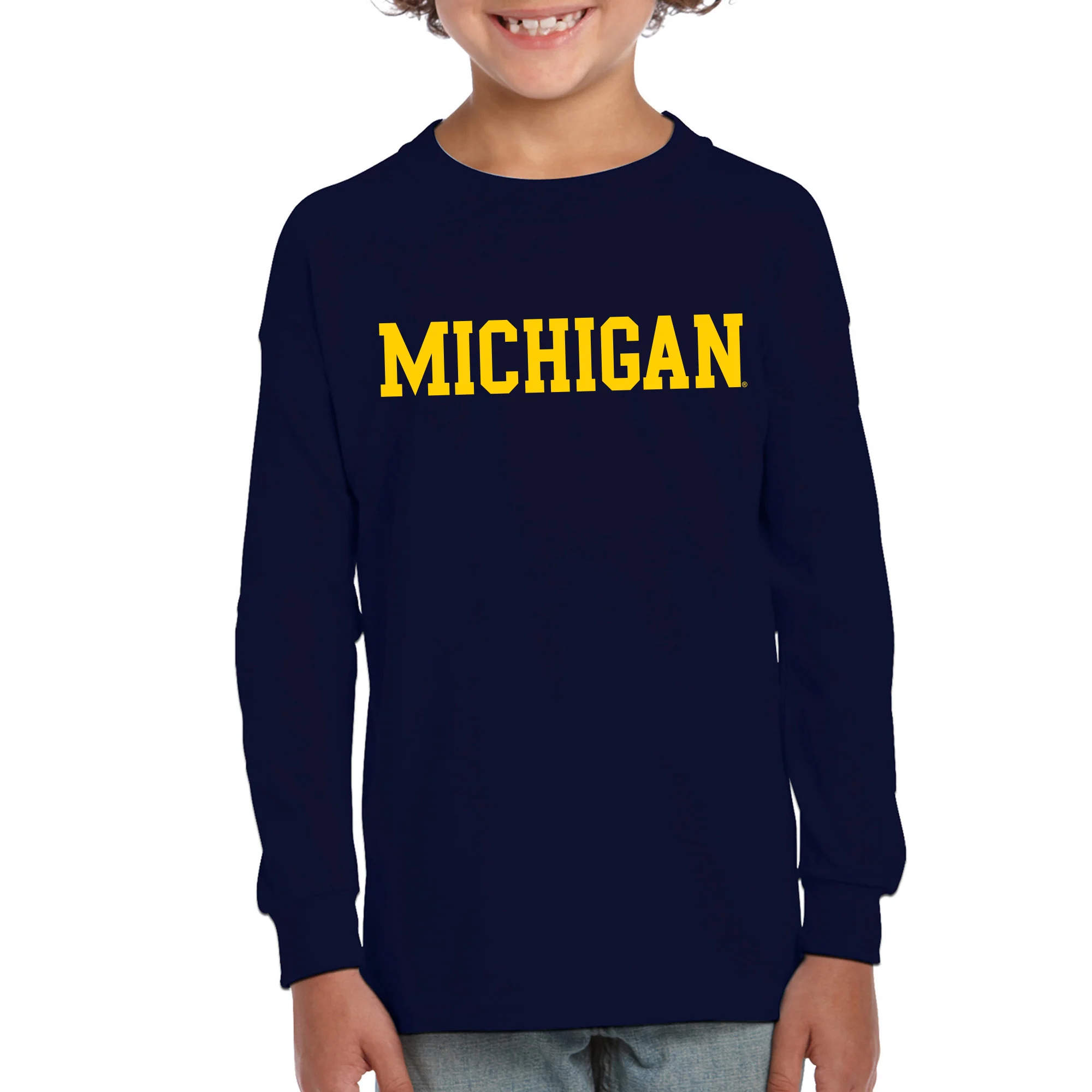 Basic Block University of Michigan Youth Basic Cotton Long Sleeve - Navy - Image 4