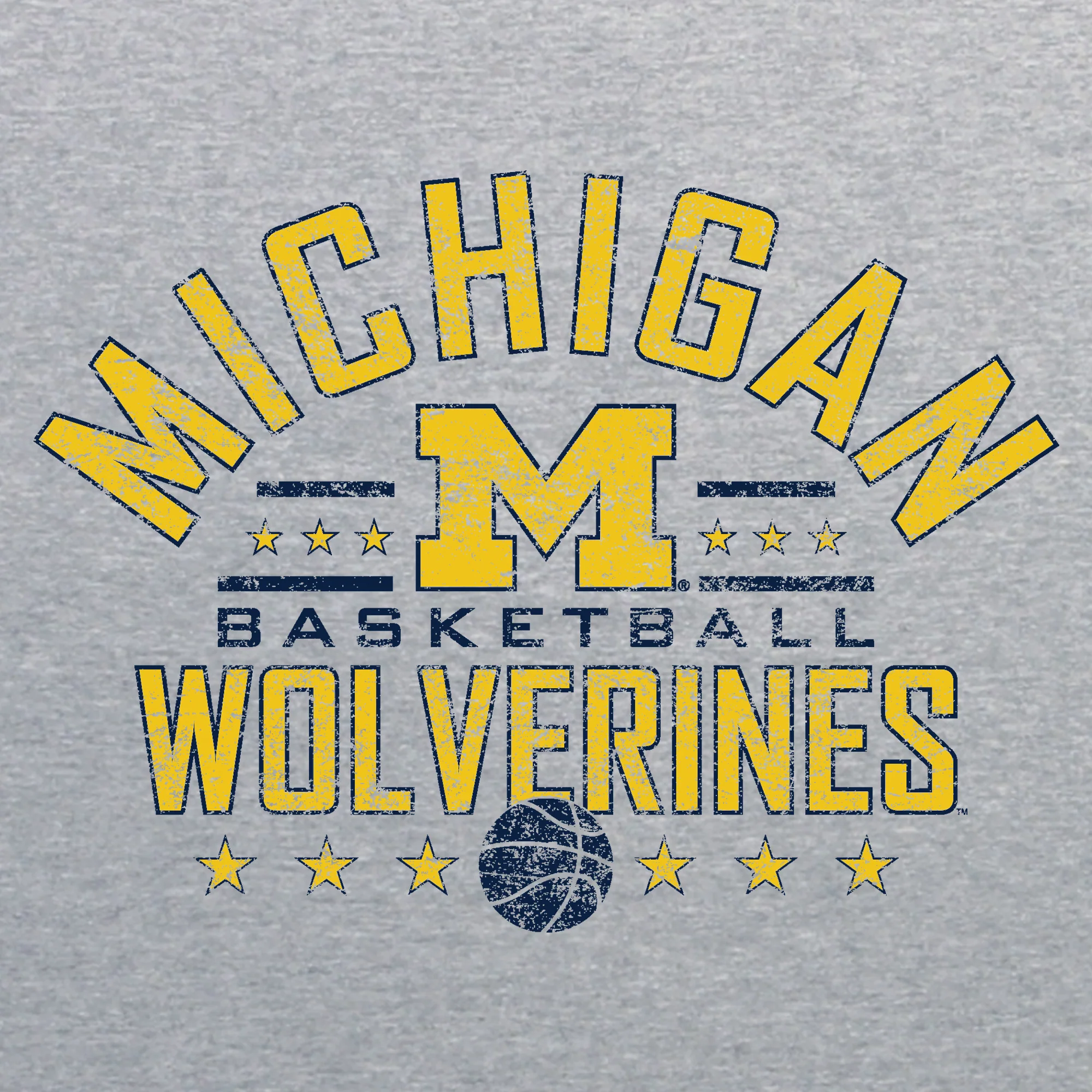 Basketball Arch Stars University of Michigan Basic Cotton Short Sleeve T Shirt - Sport Grey - Image 2