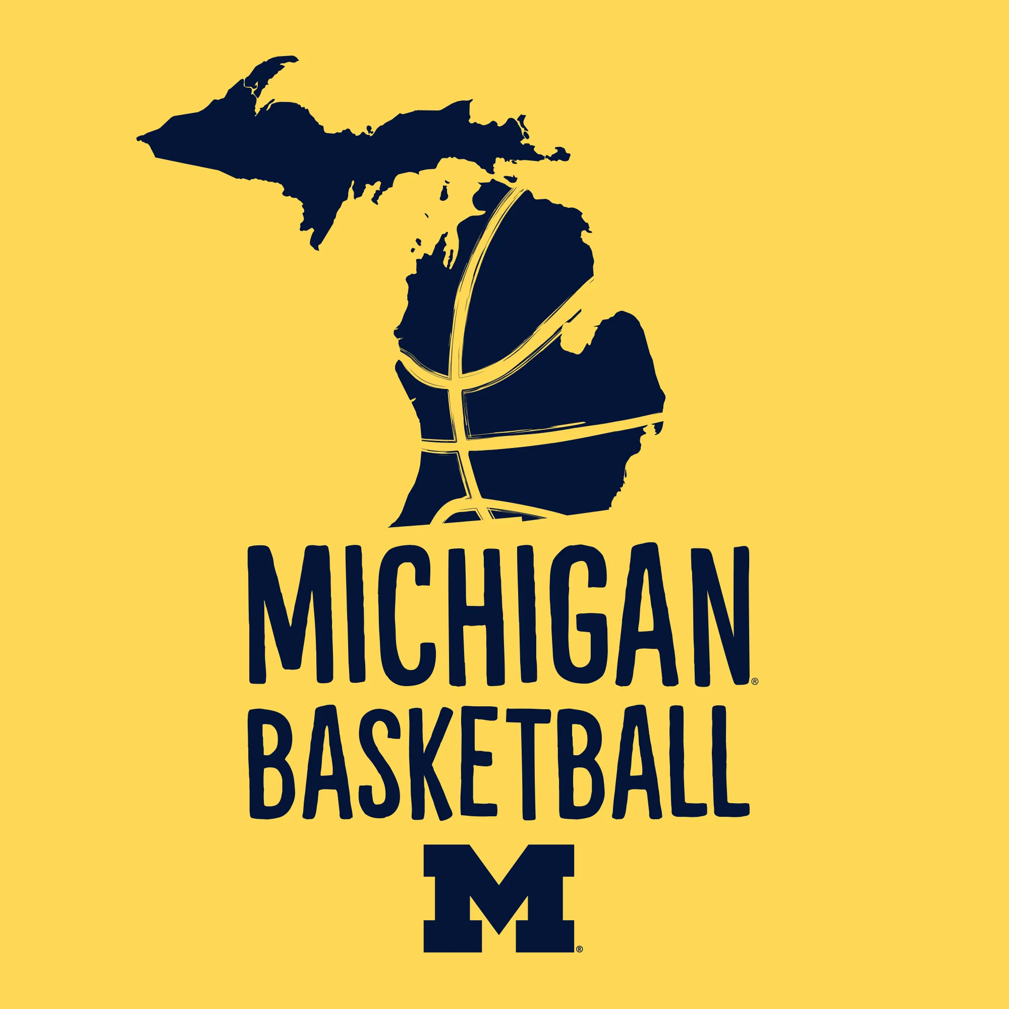 Basketball Brush State University of Michigan Basic Cotton Short Sleeve T Shirt - Maize - Image 2