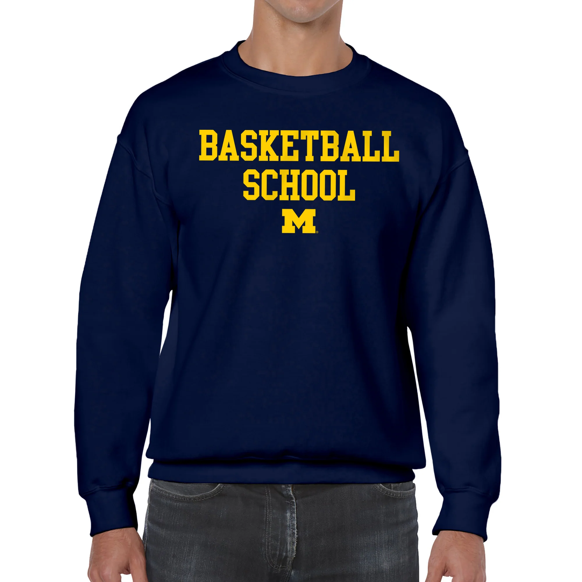 Michigan Basketball School Crewneck - Navy - Image 3