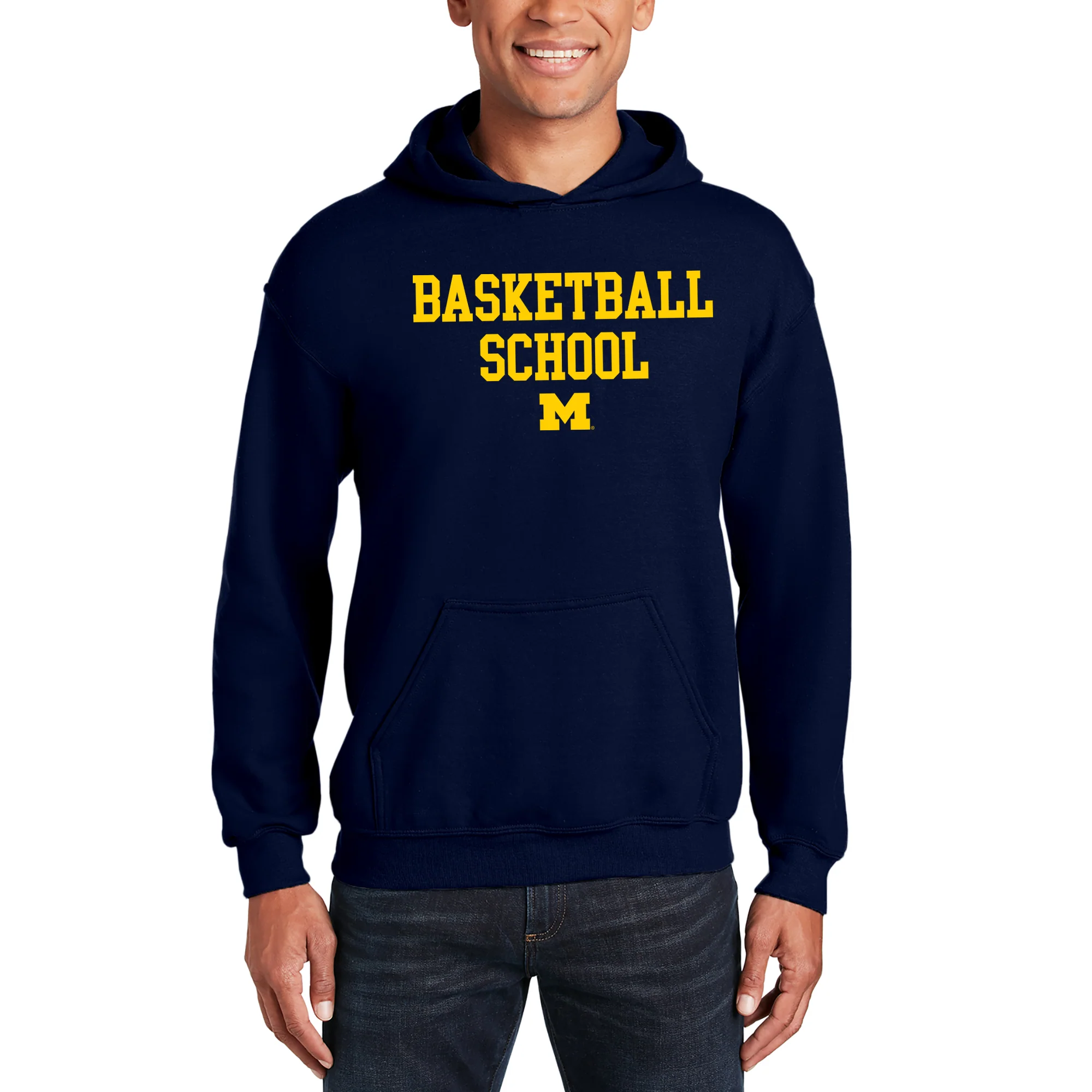 Michigan Basketball School Hoodie - Navy - Image 3
