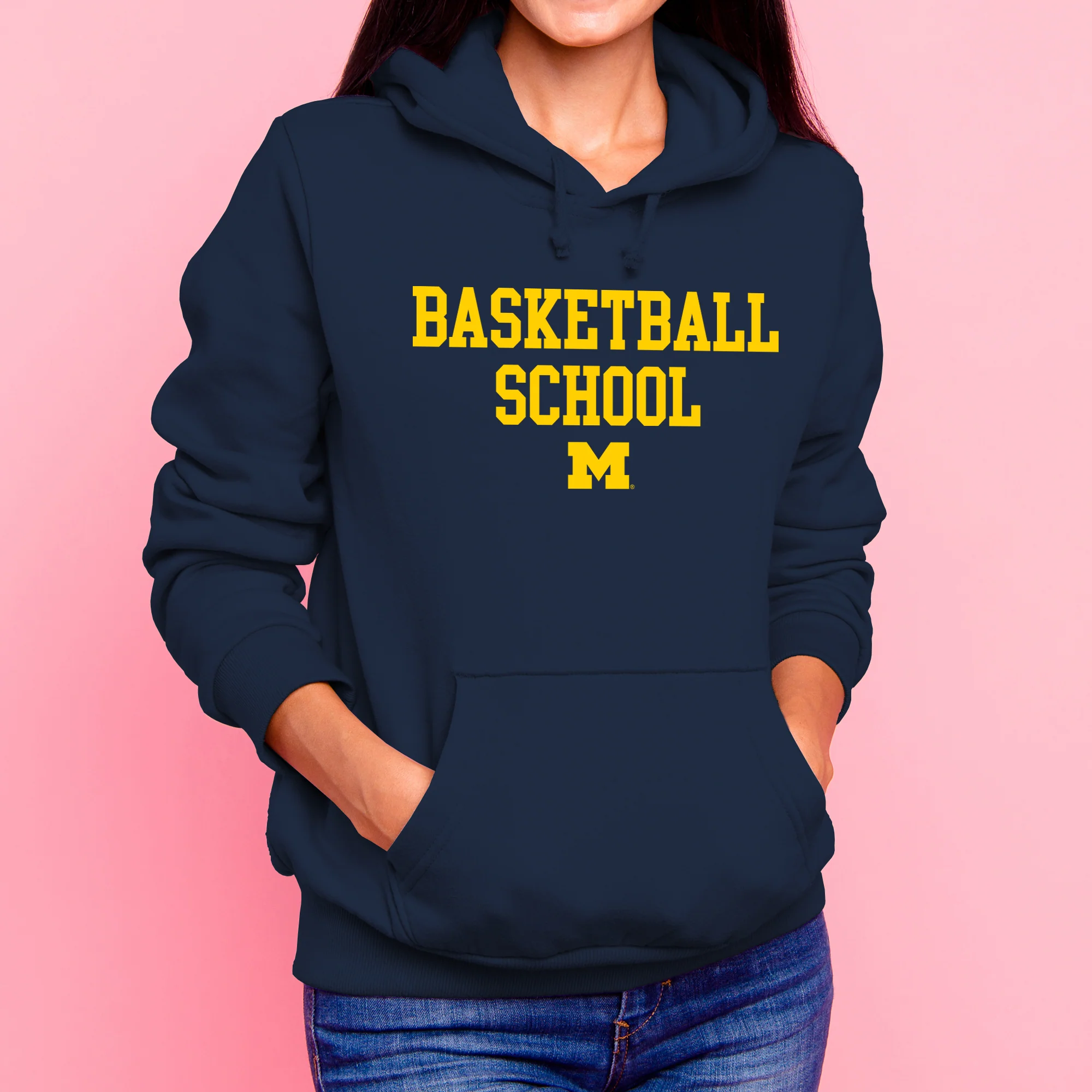 Michigan Basketball School Hoodie - Navy - Image 4