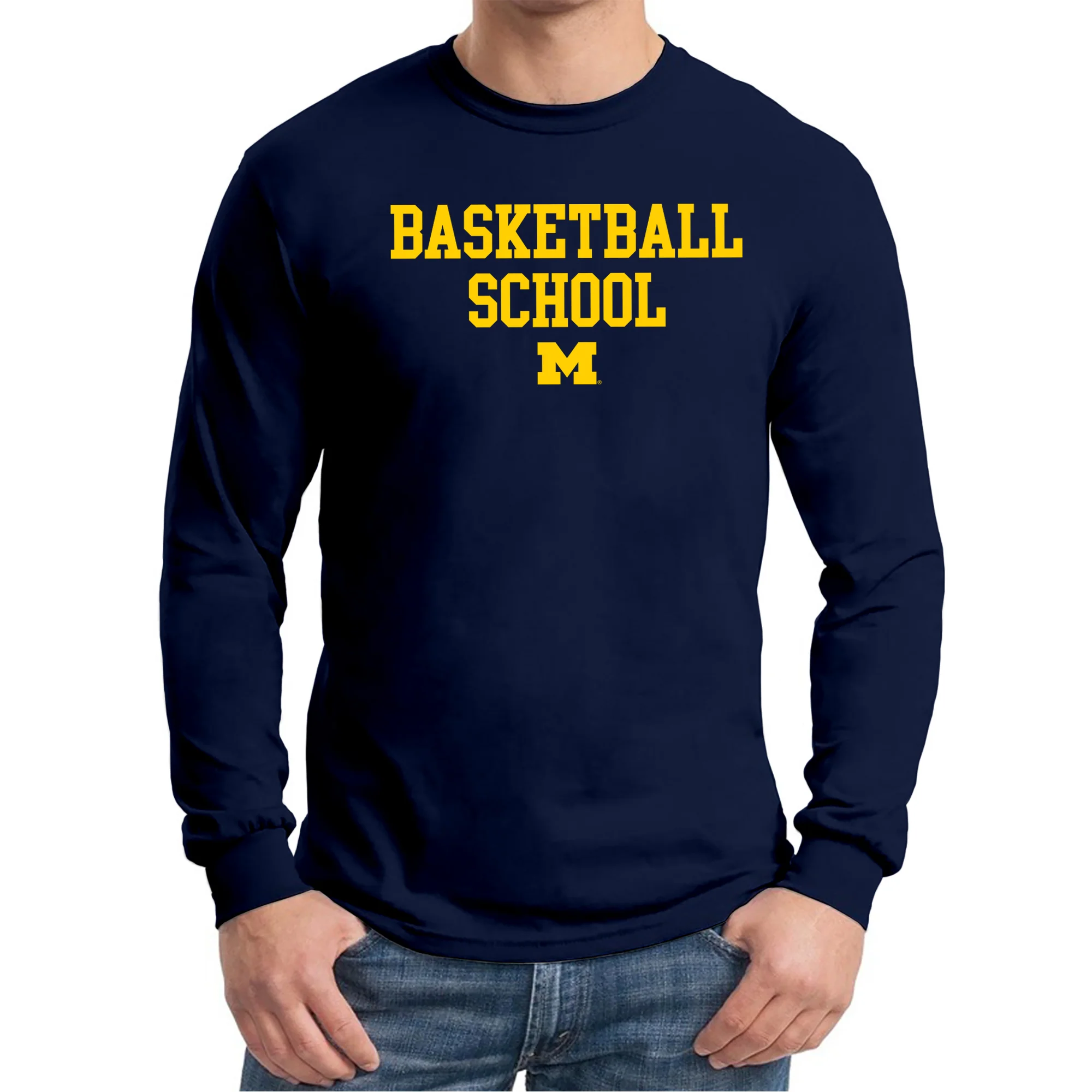 Michigan Basketball School Long Sleeve Shirt - Navy - Image 3