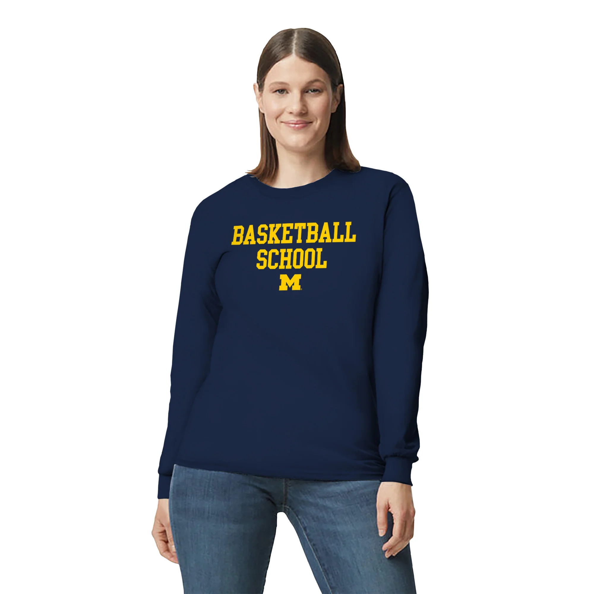 Michigan Basketball School Long Sleeve Shirt - Navy - Image 4