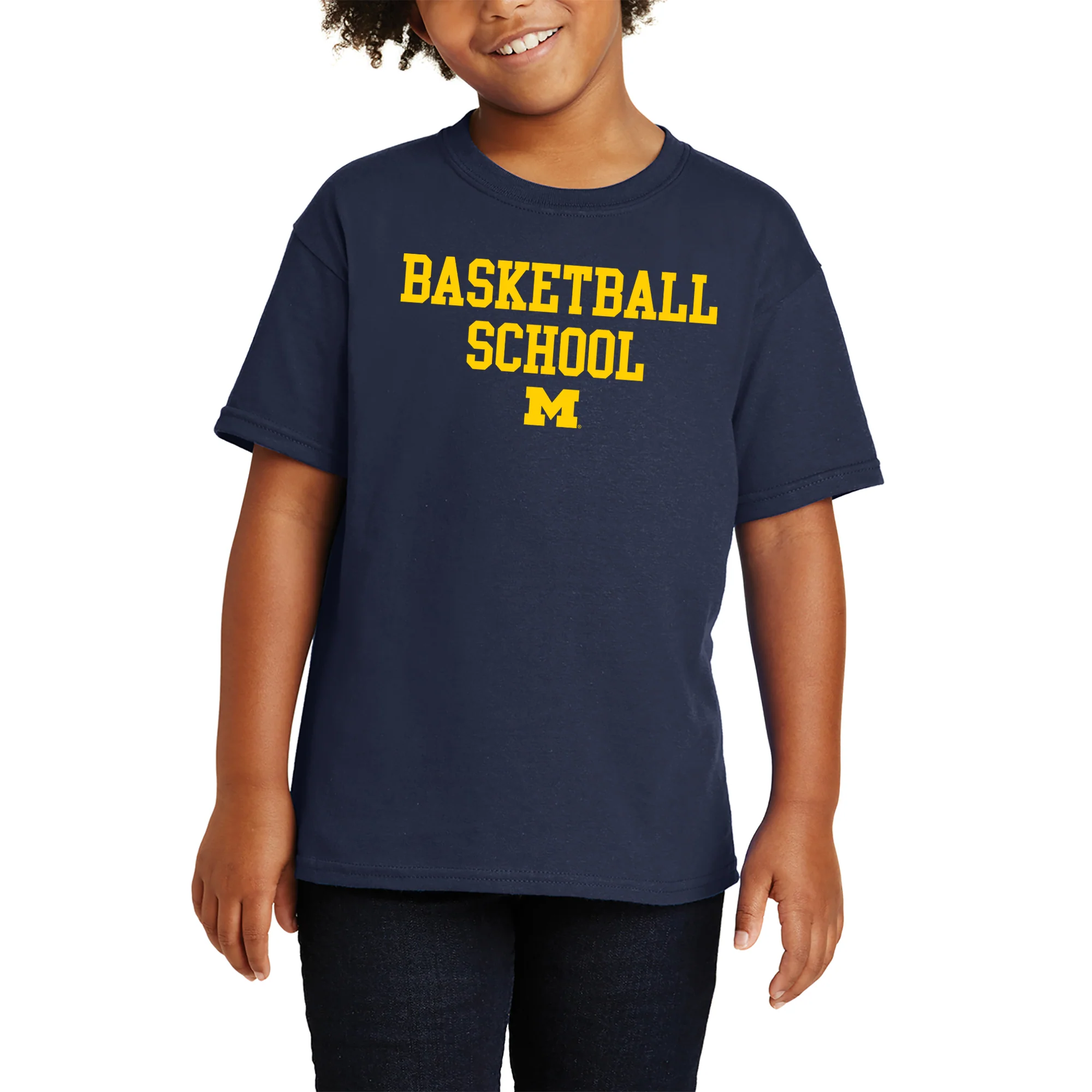 Michigan Basketball School Youth T-Shirt - Navy - Image 3