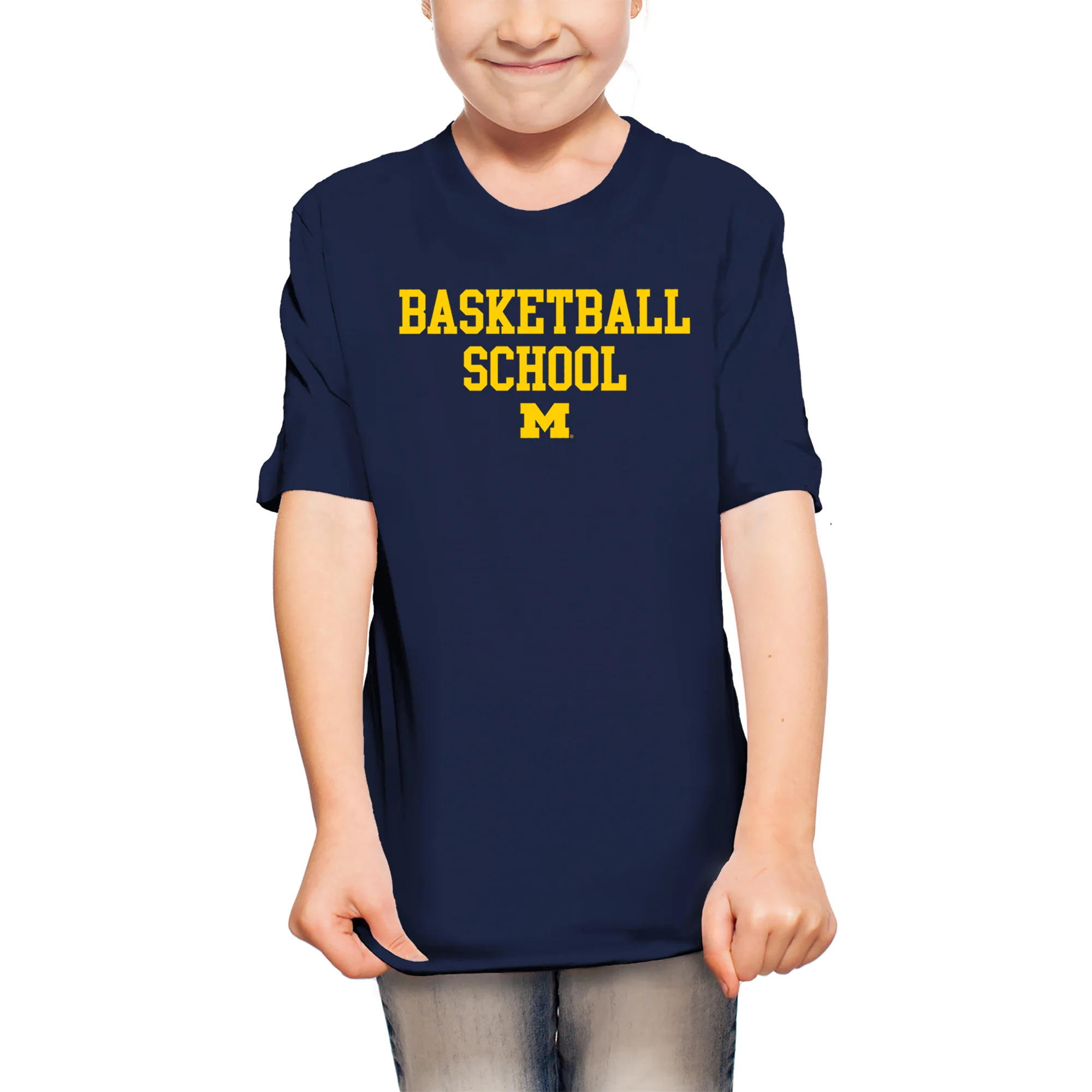 Michigan Basketball School Youth T-Shirt - Navy - Image 4