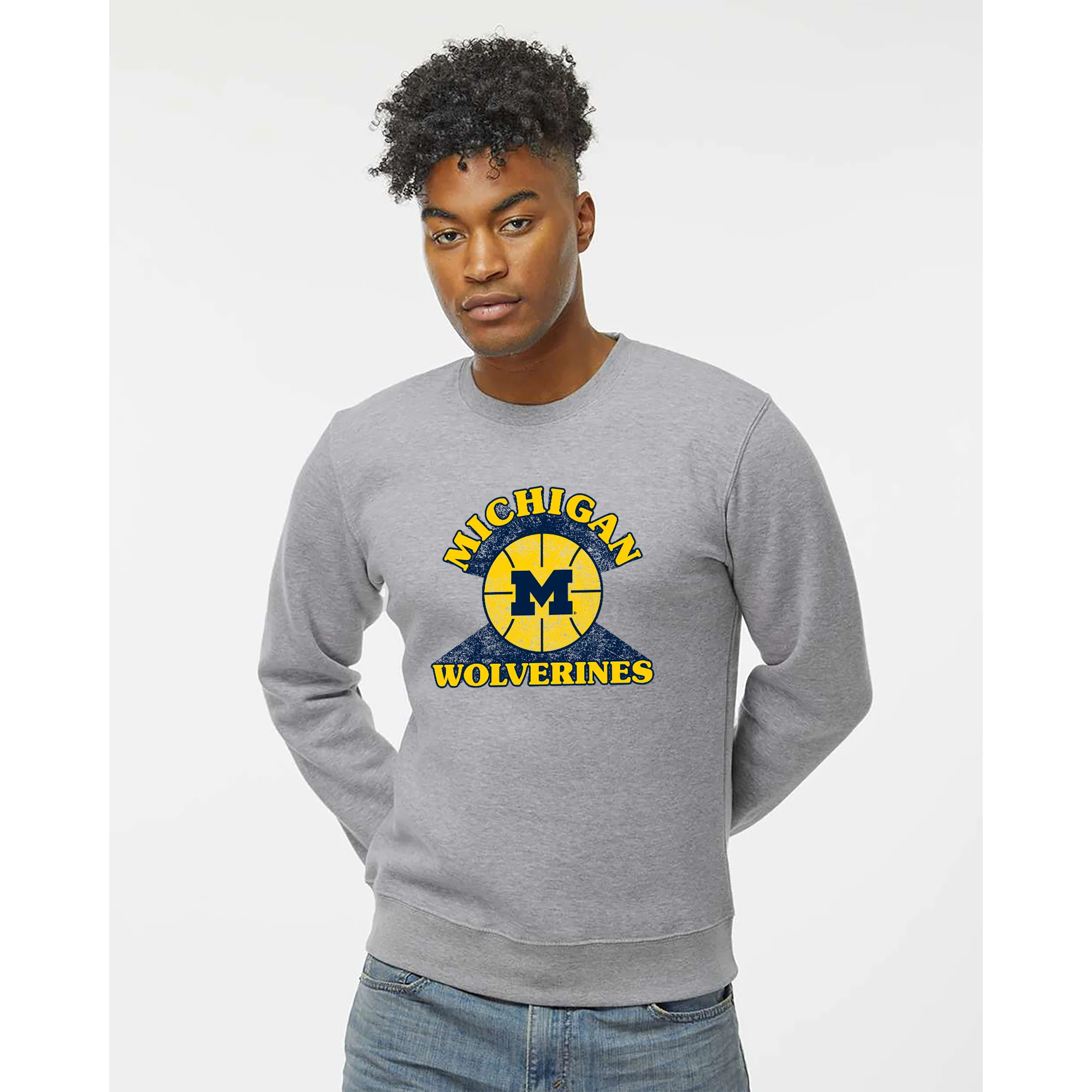 Michigan Basketball Shootout JA BTB Crewneck - Oxford - Image 3
