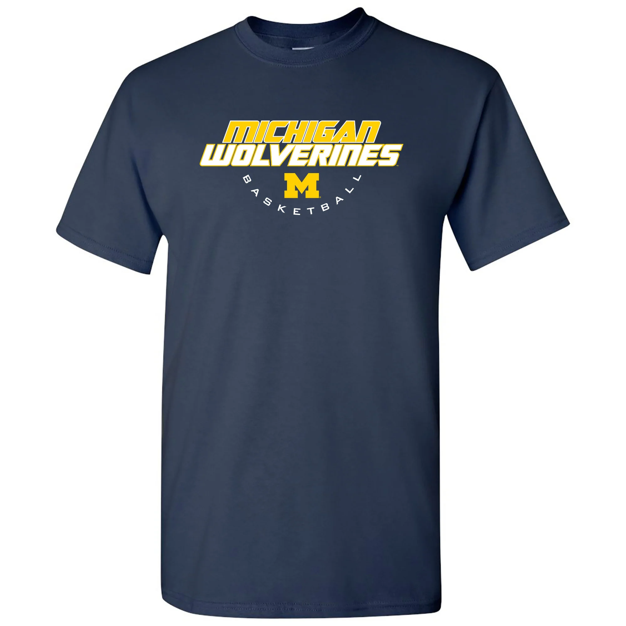 Basketball Tech University of Michigan Basic Cotton Short Sleeve T Shirt - Navy