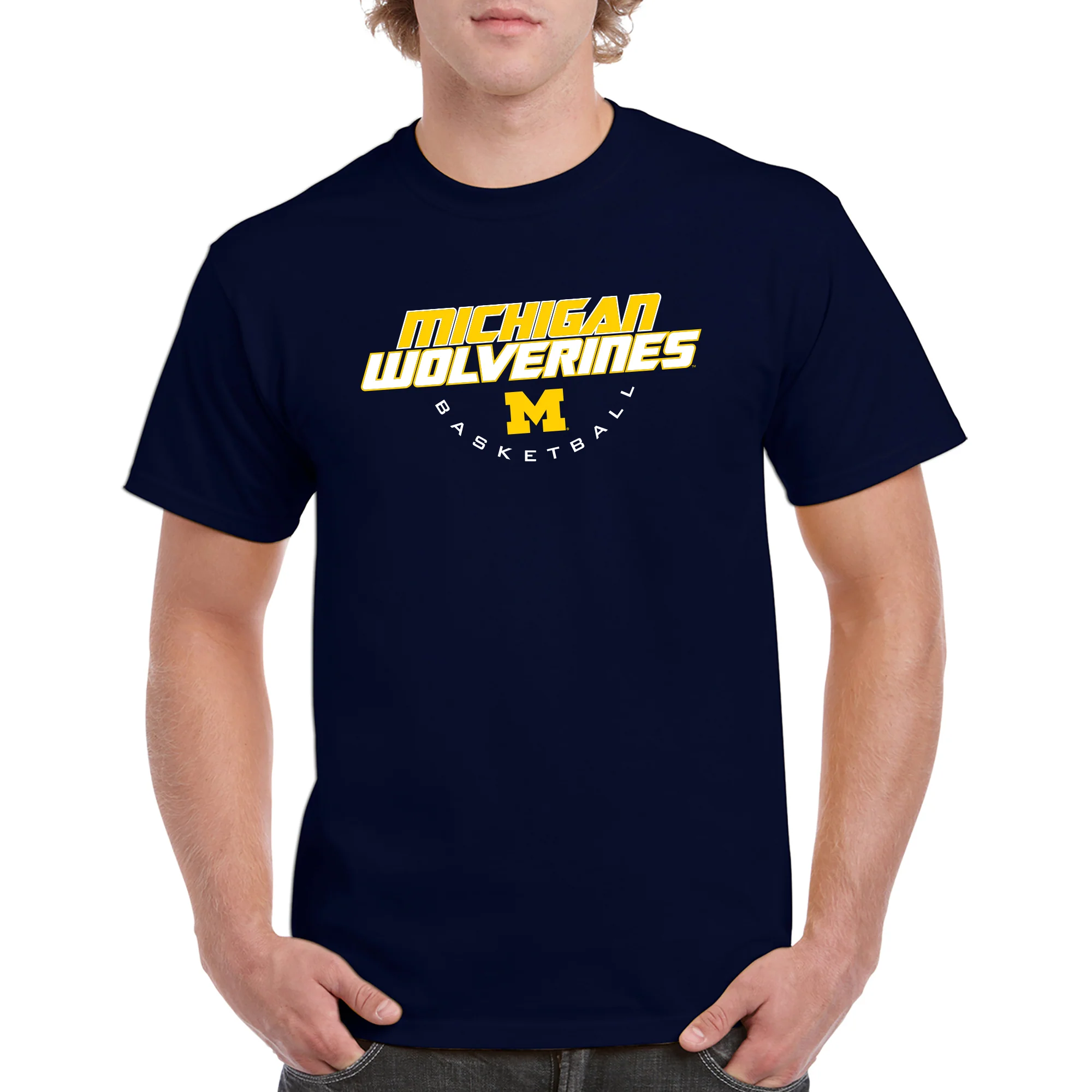 Basketball Tech University of Michigan Basic Cotton Short Sleeve T Shirt - Navy - Image 3