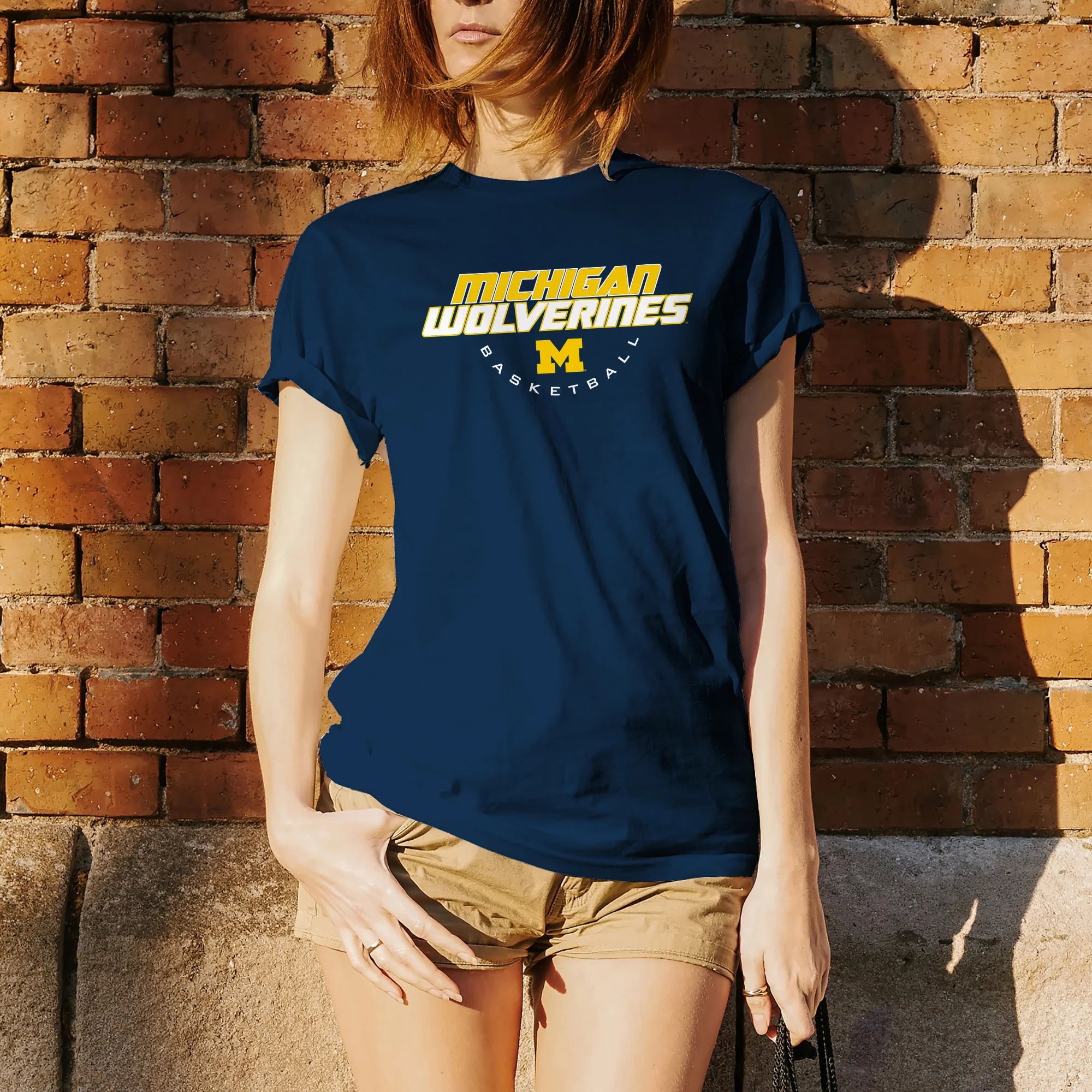 Basketball Tech University of Michigan Basic Cotton Short Sleeve T Shirt - Navy - Image 4
