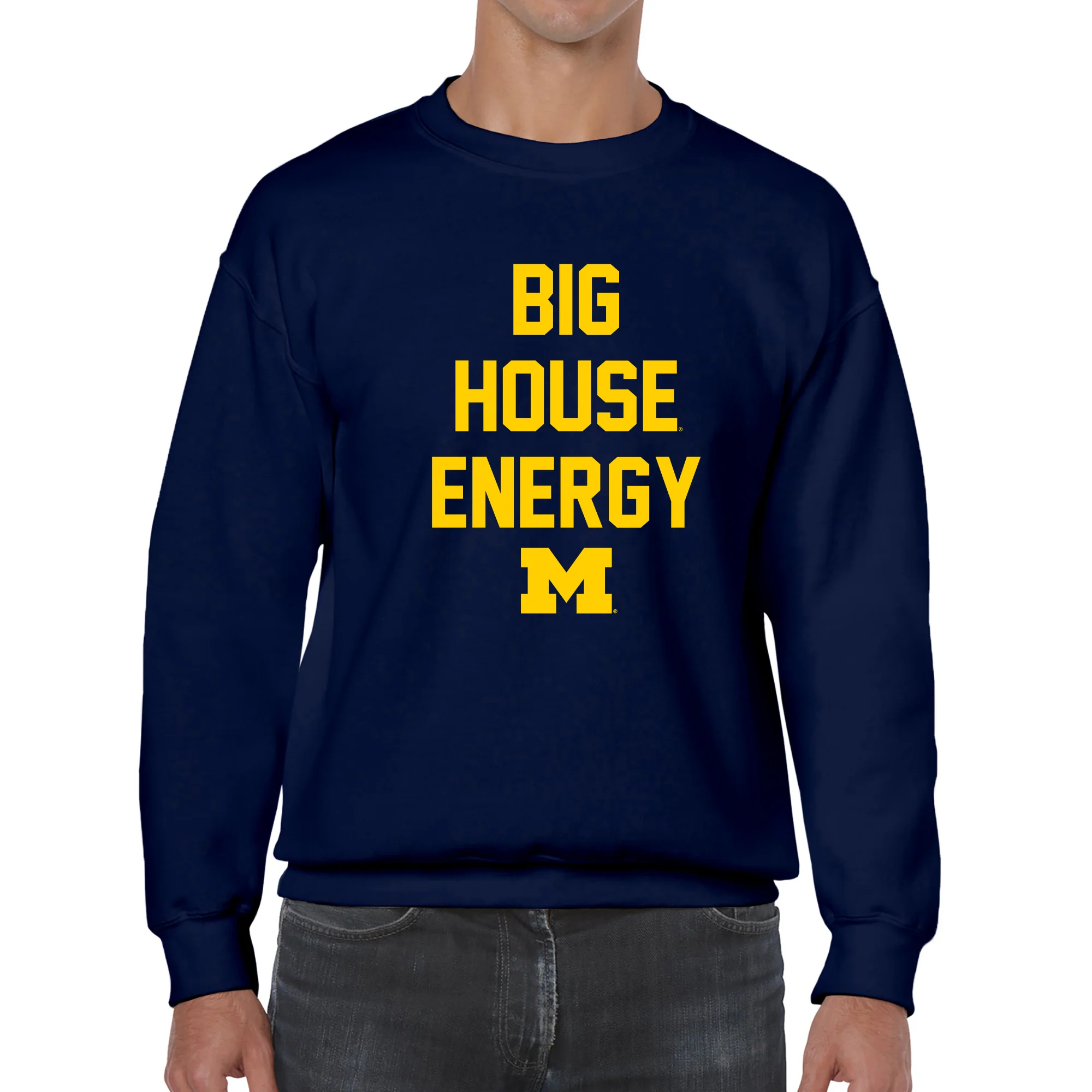 Michigan Big House Energy Crewneck Sweatshirt - Navy - Image 3