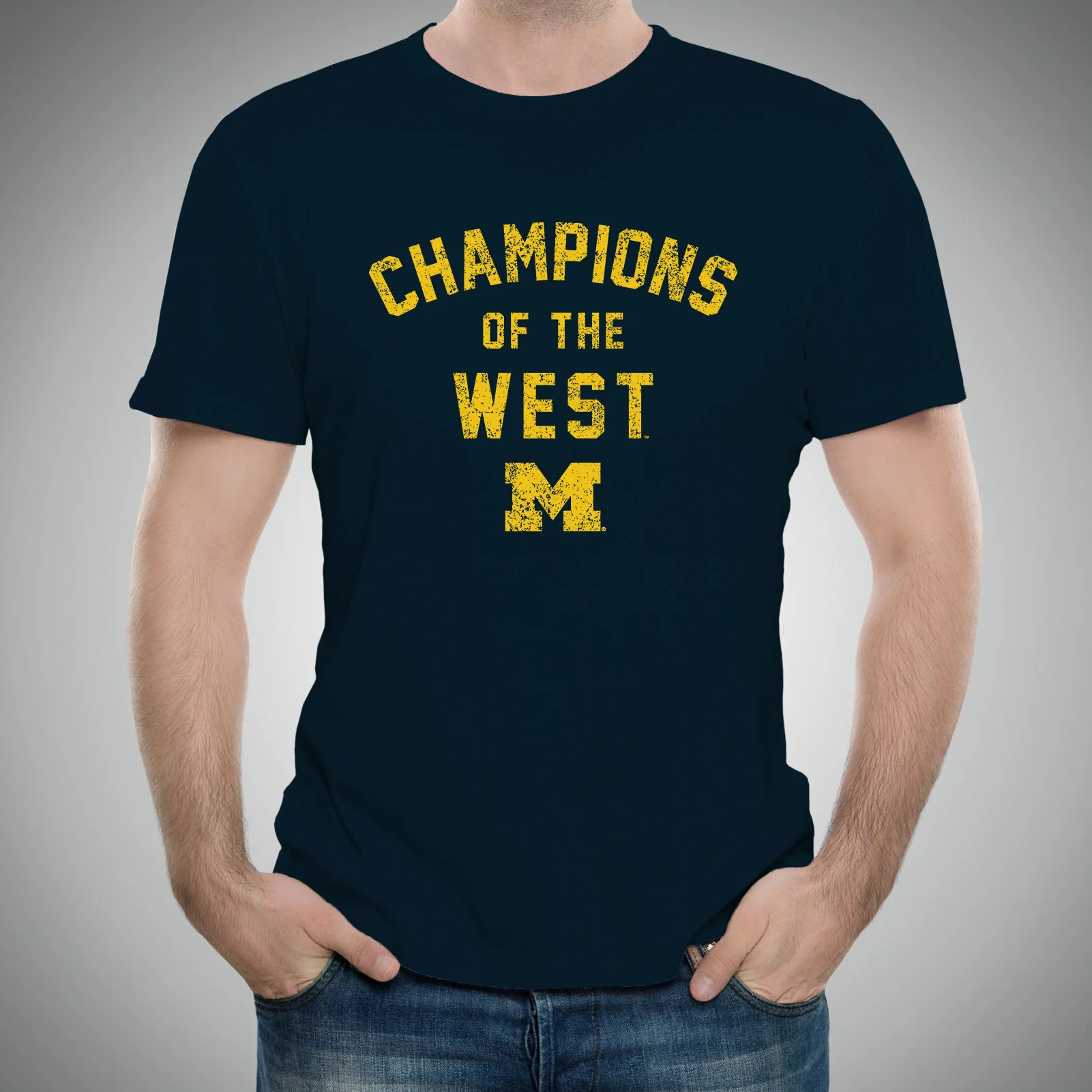 Champions of the West University of Michigan Basic Cotton Short Sleeve T Shirt - Midnight Navy - Image 3