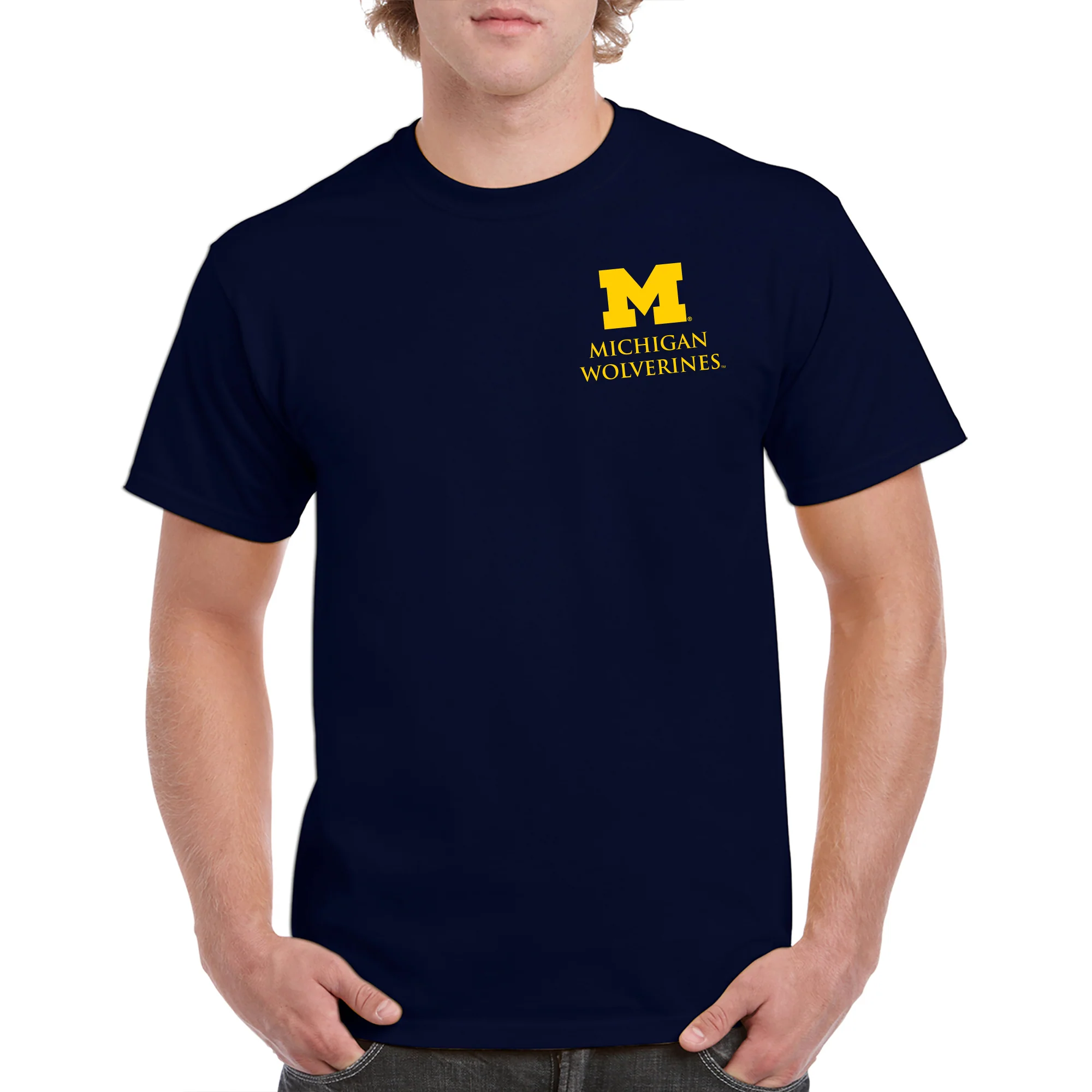 Classic Circle University of Michigan Classic Circle Basic Cotton Short Sleeve T Shirt - Navy - Image 3