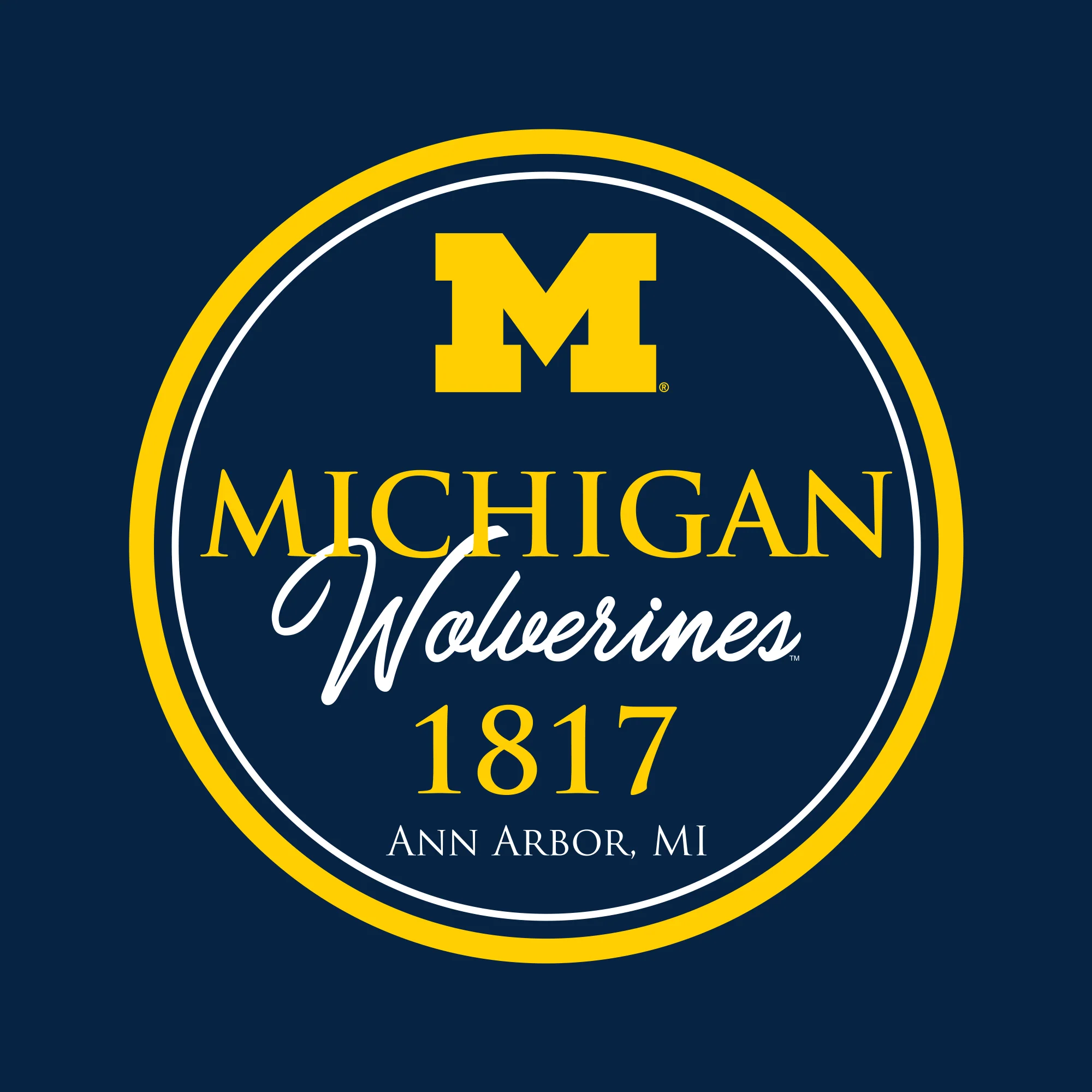 Classic Circle University of Michigan Classic Circle Basic Cotton Short Sleeve T Shirt - Navy - Image 4