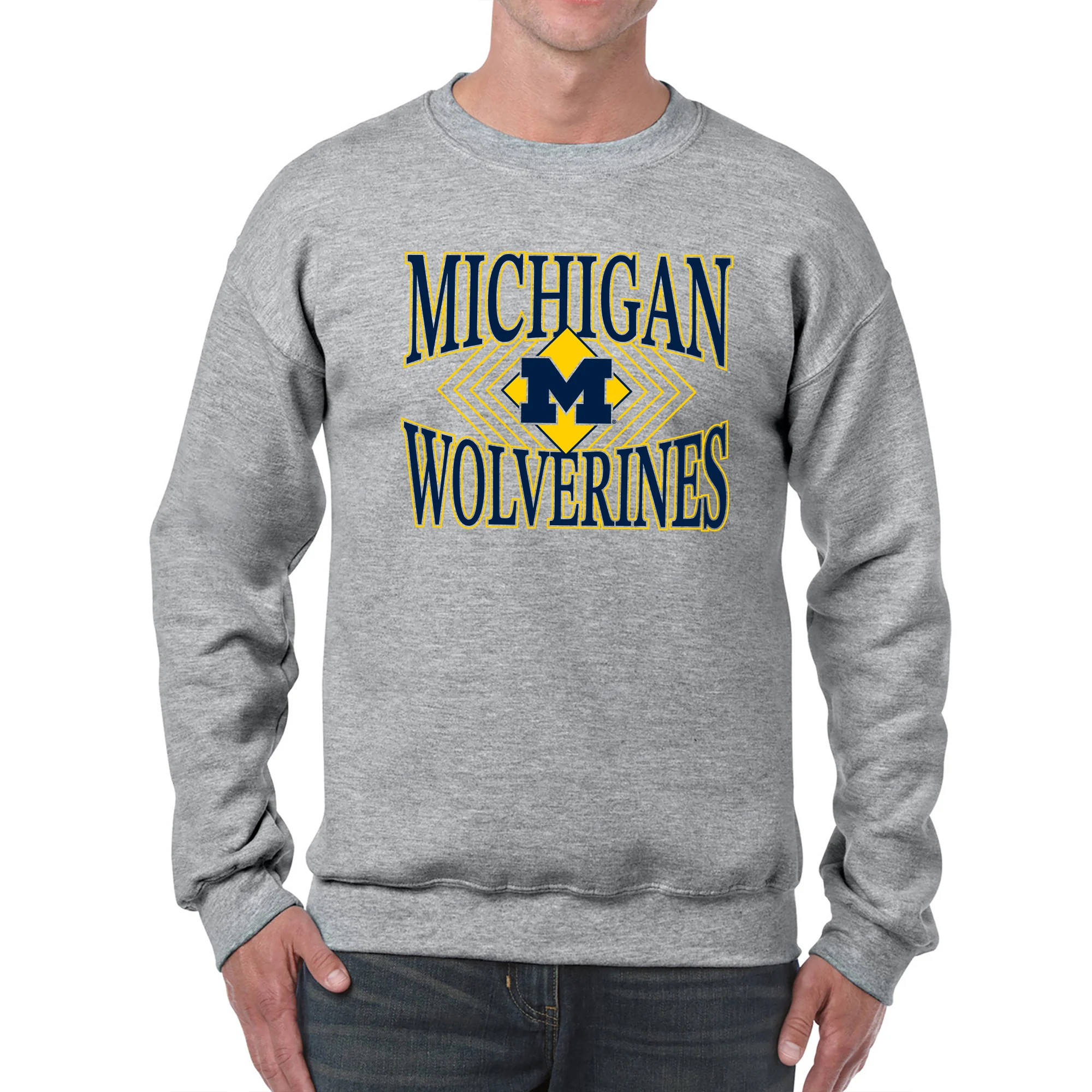 Michigan Diamond Victory JA BTB Fleece Crewneck - Oxford - Image 3