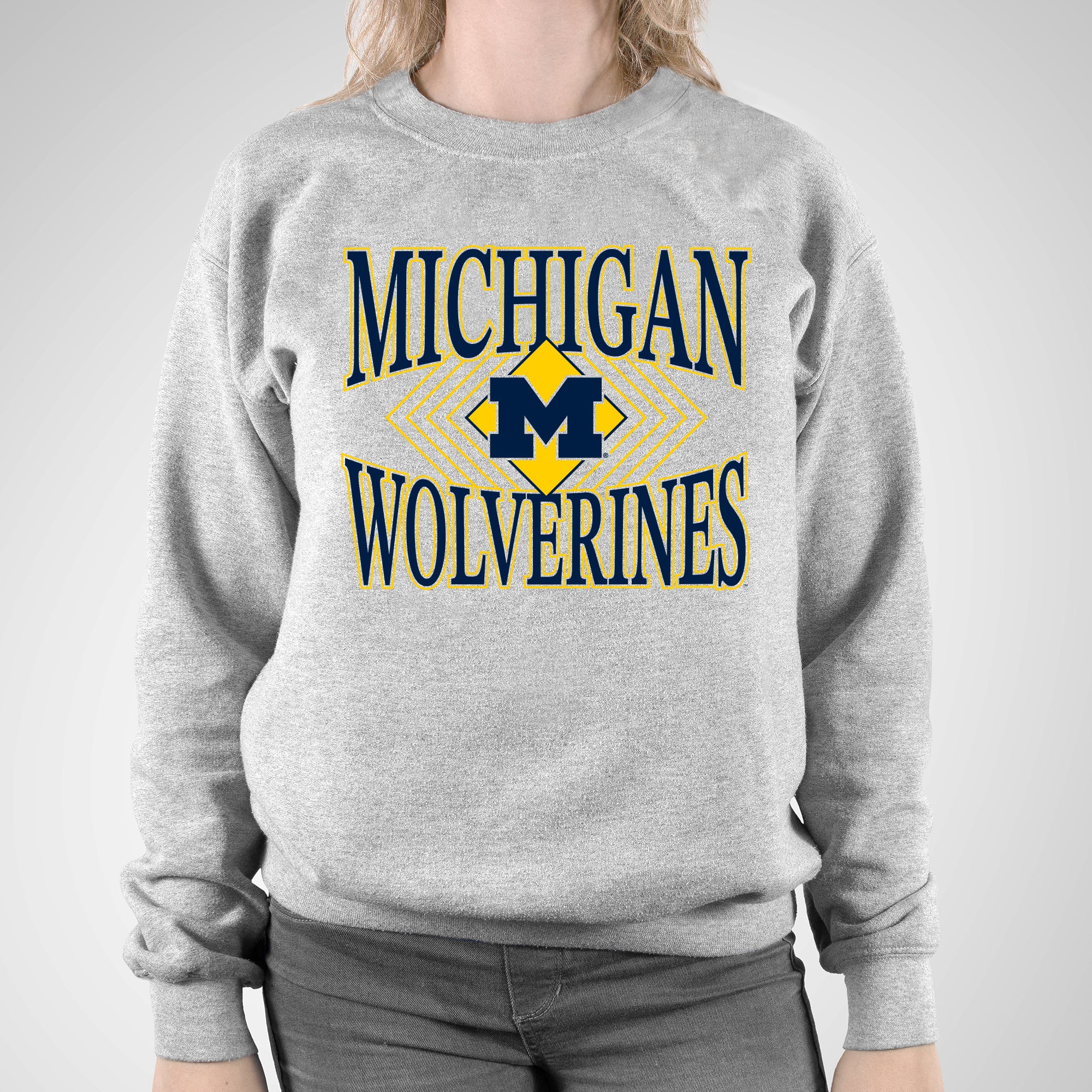 Michigan Diamond Victory JA BTB Fleece Crewneck - Oxford - Image 4