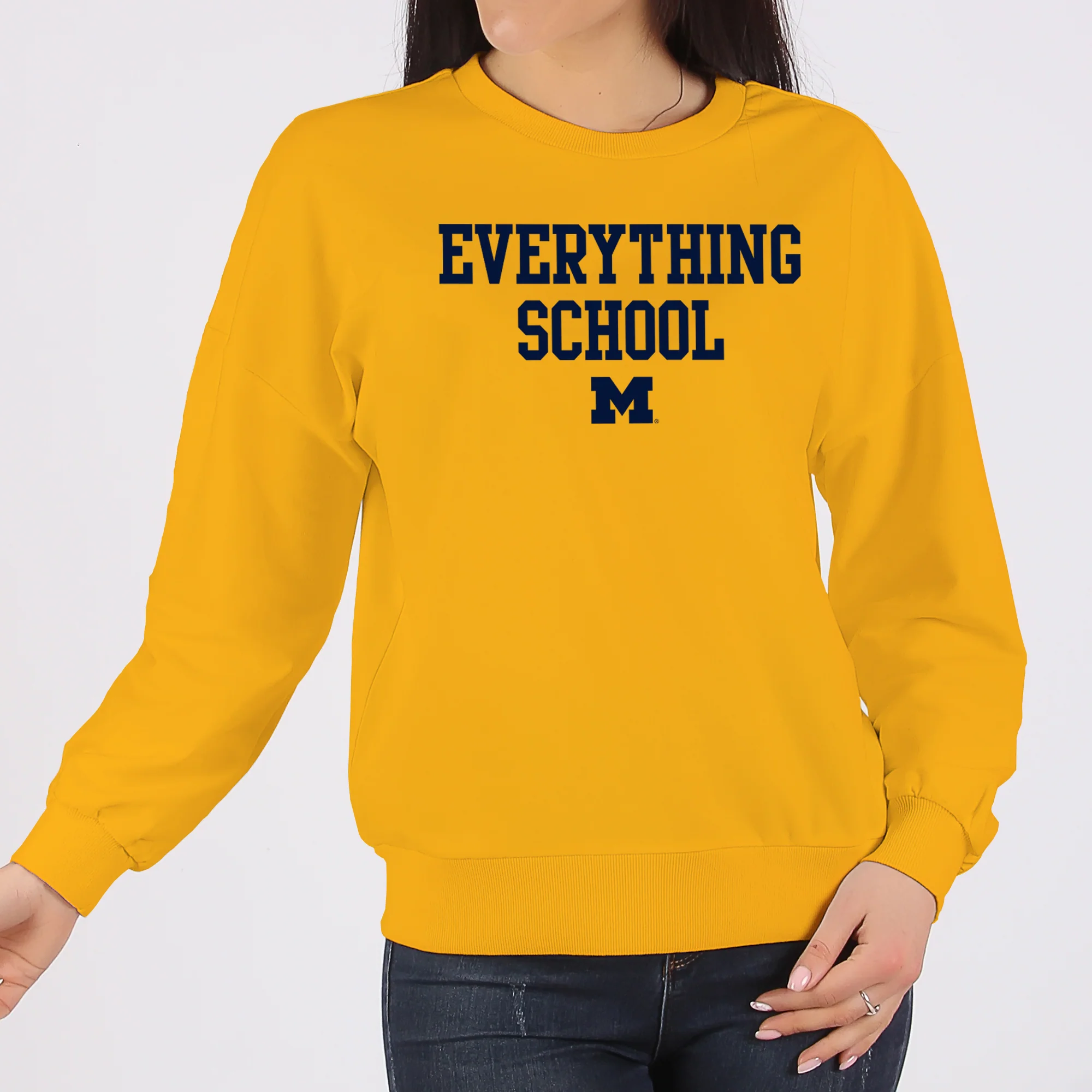 Michigan Everything School Block Crewneck Sweatshirt - Gold - Image 4