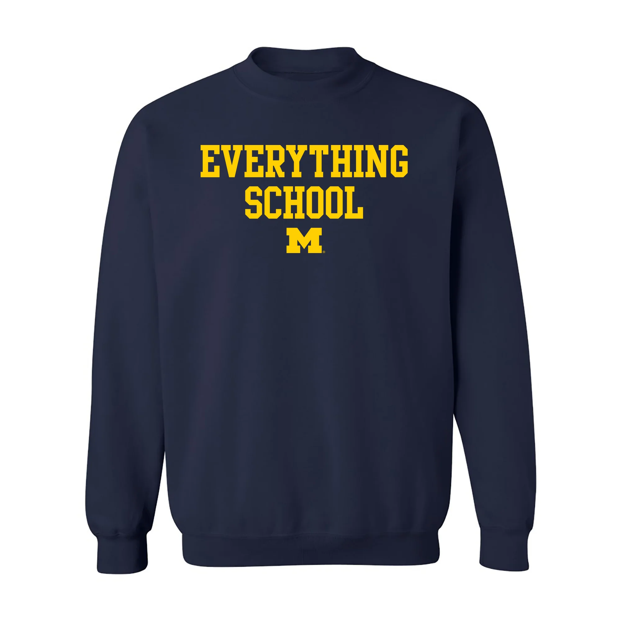 Michigan Everything School Block Crewneck Sweatshirt - Navy