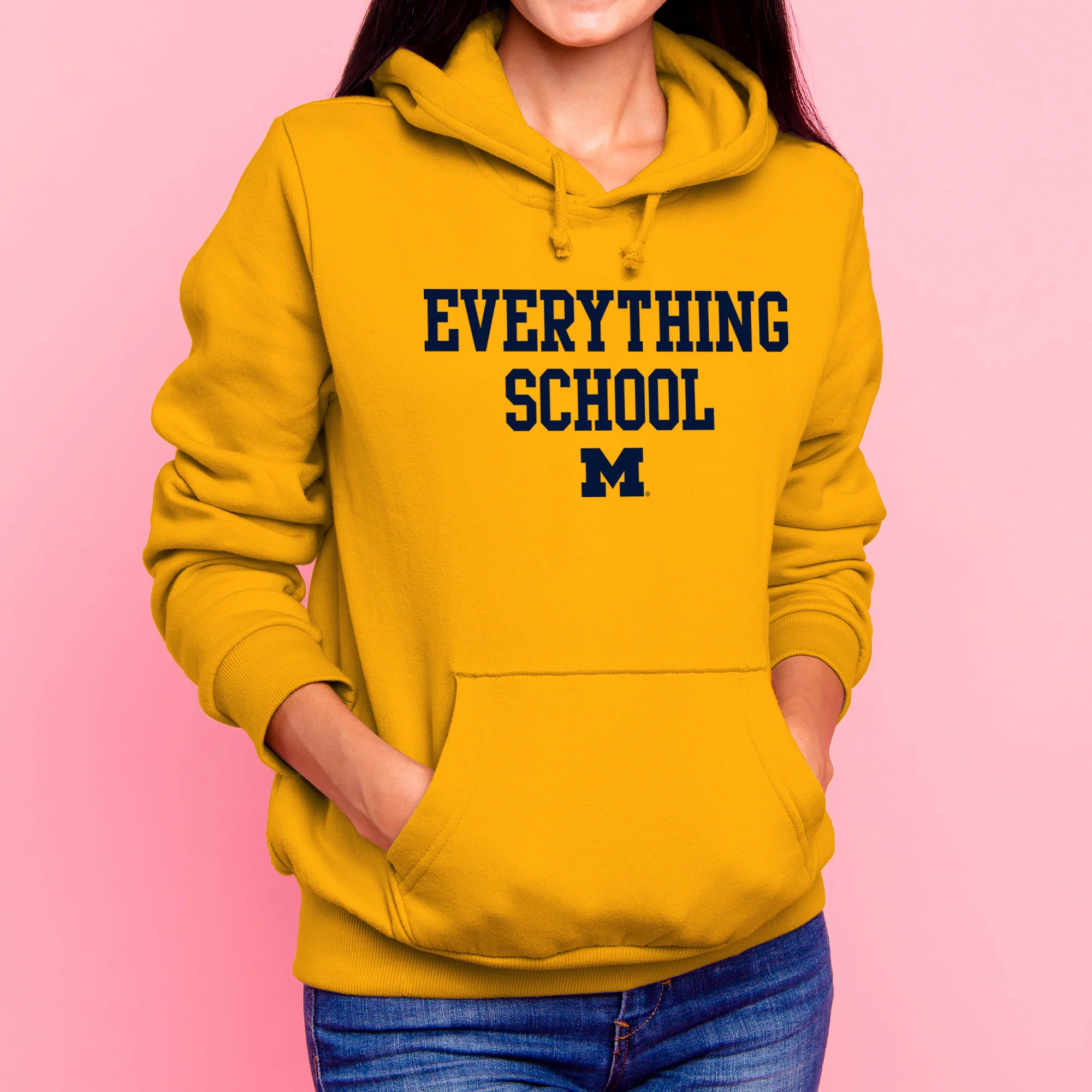 Michigan Everything School Block Hoodie - Gold - Image 4