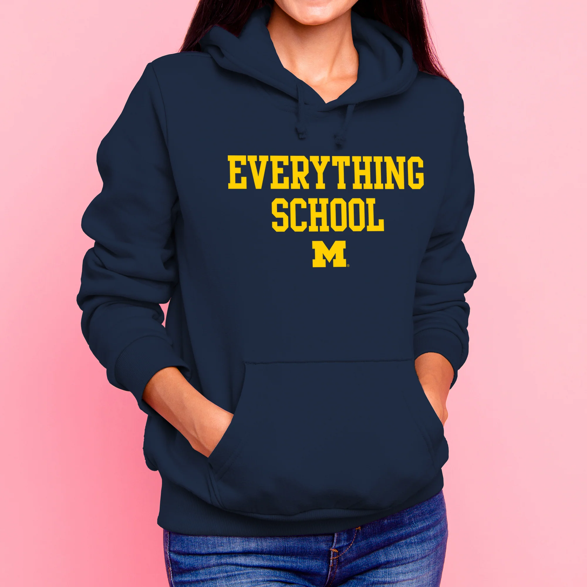 Michigan Everything School Block Hoodie - Navy - Image 4
