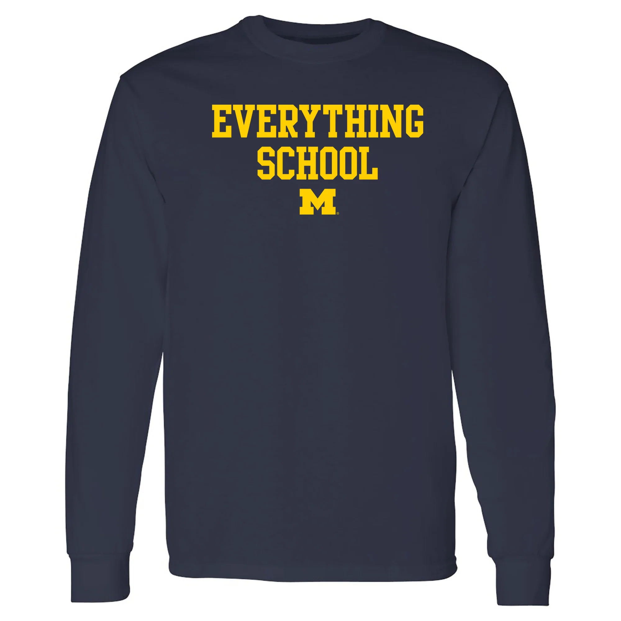Michigan Everything School Block Longsleeve T-Shirt - Navy