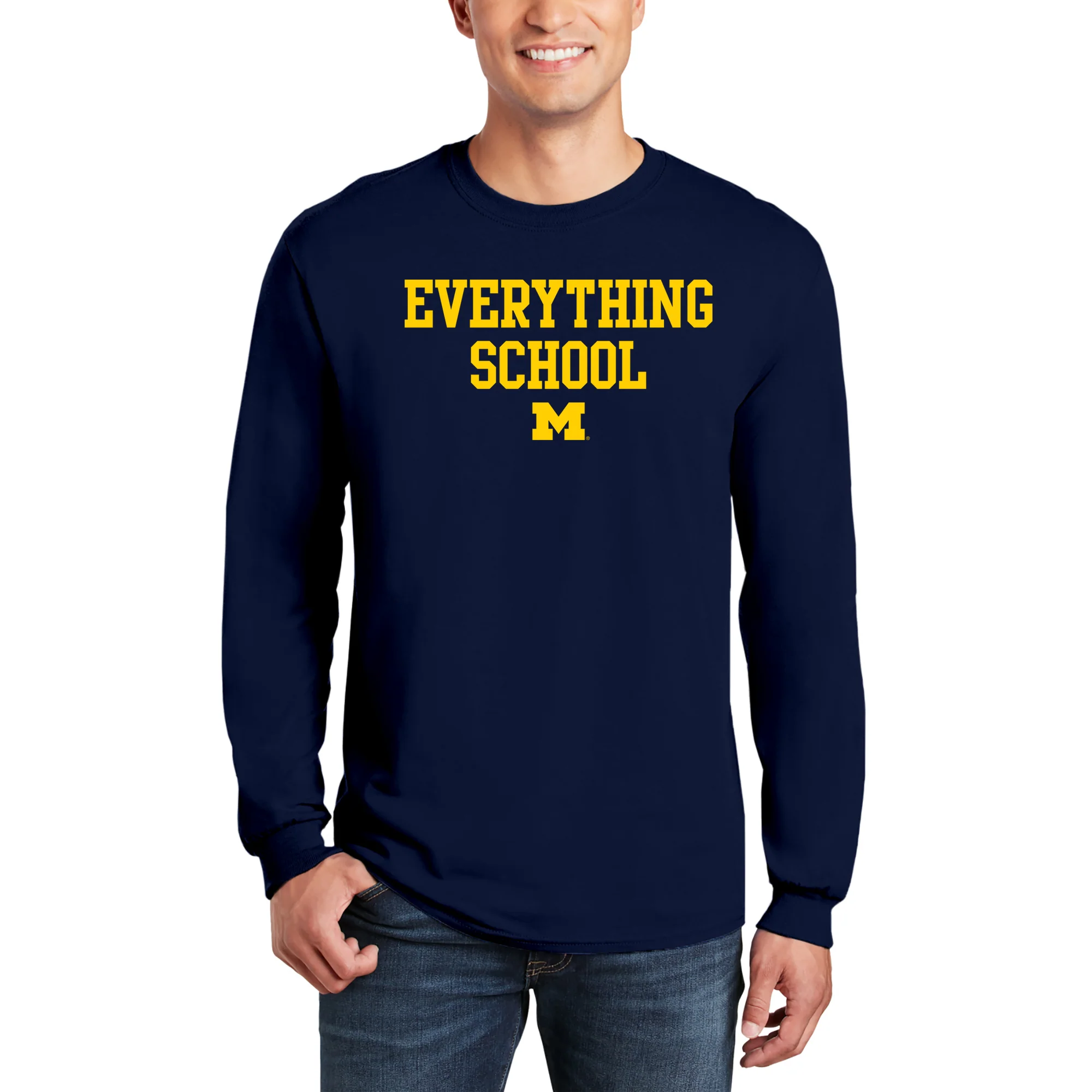 Michigan Everything School Block Longsleeve T-Shirt - Navy - Image 3