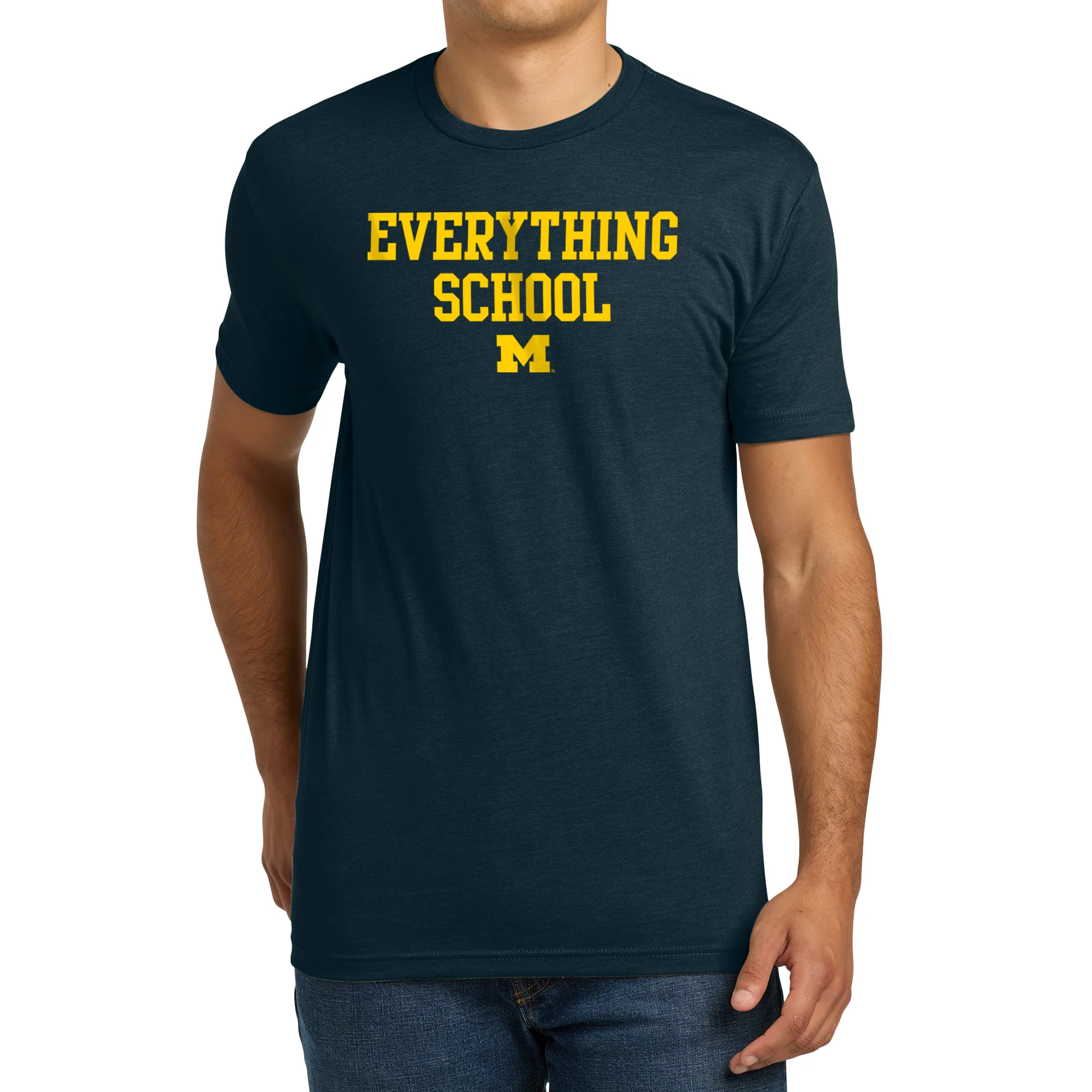 Michigan Everything School Block NLA CVC T-Shirt - Midnight Navy - Image 3
