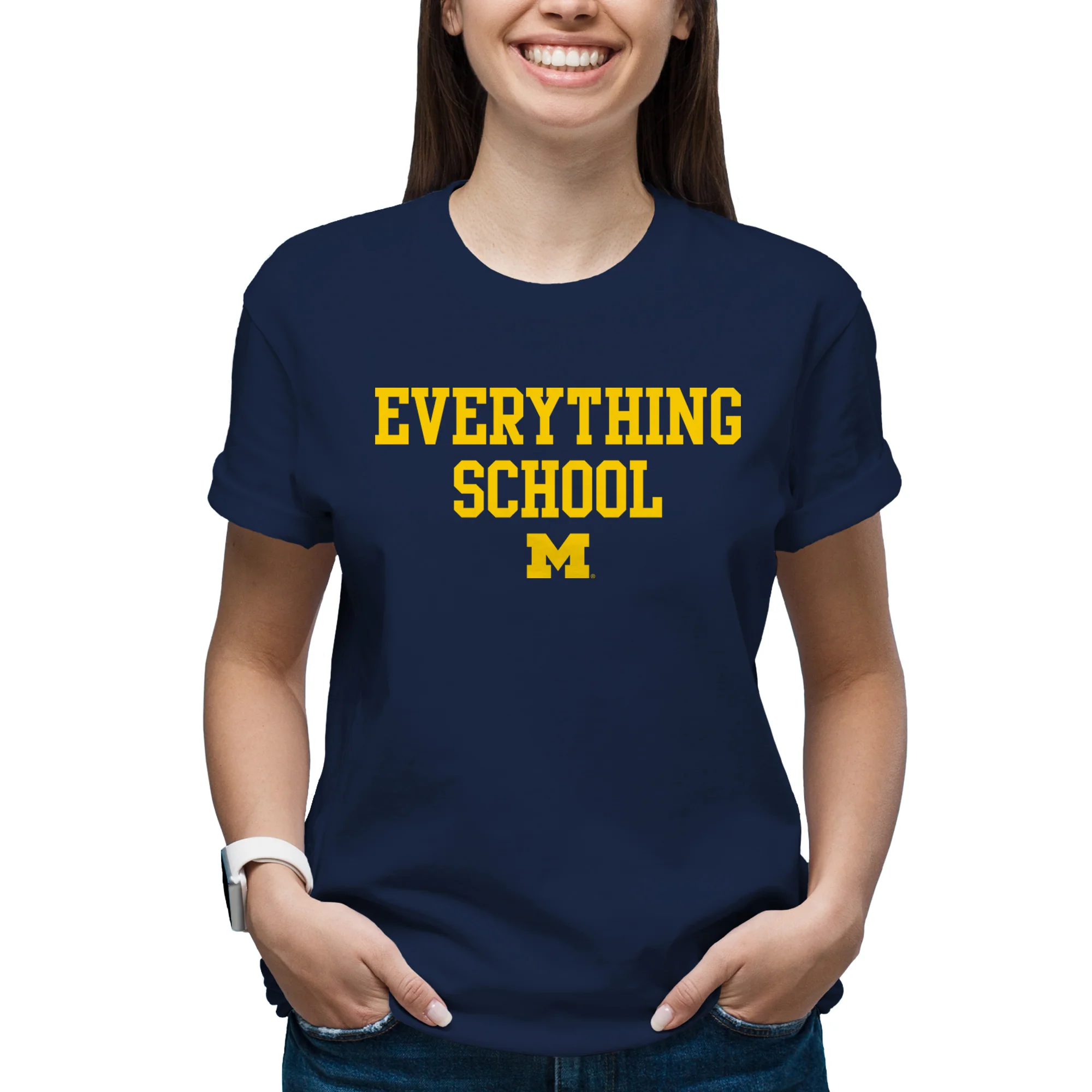 Michigan Everything School Block T-Shirt - Navy - Image 4