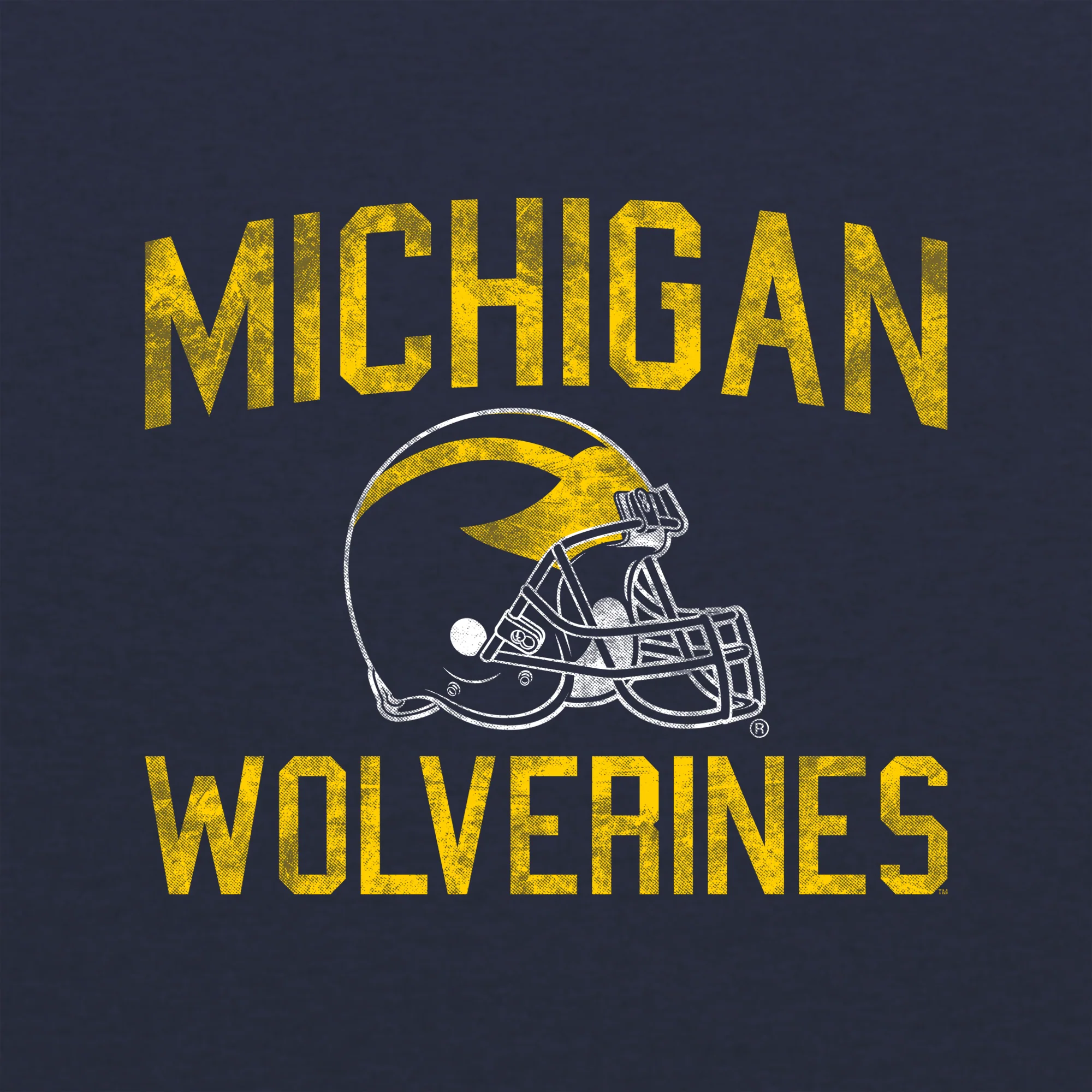 Michigan Faded Football Helmet CVC Jersey T-Shirt - Heather Midnight Navy - Image 2