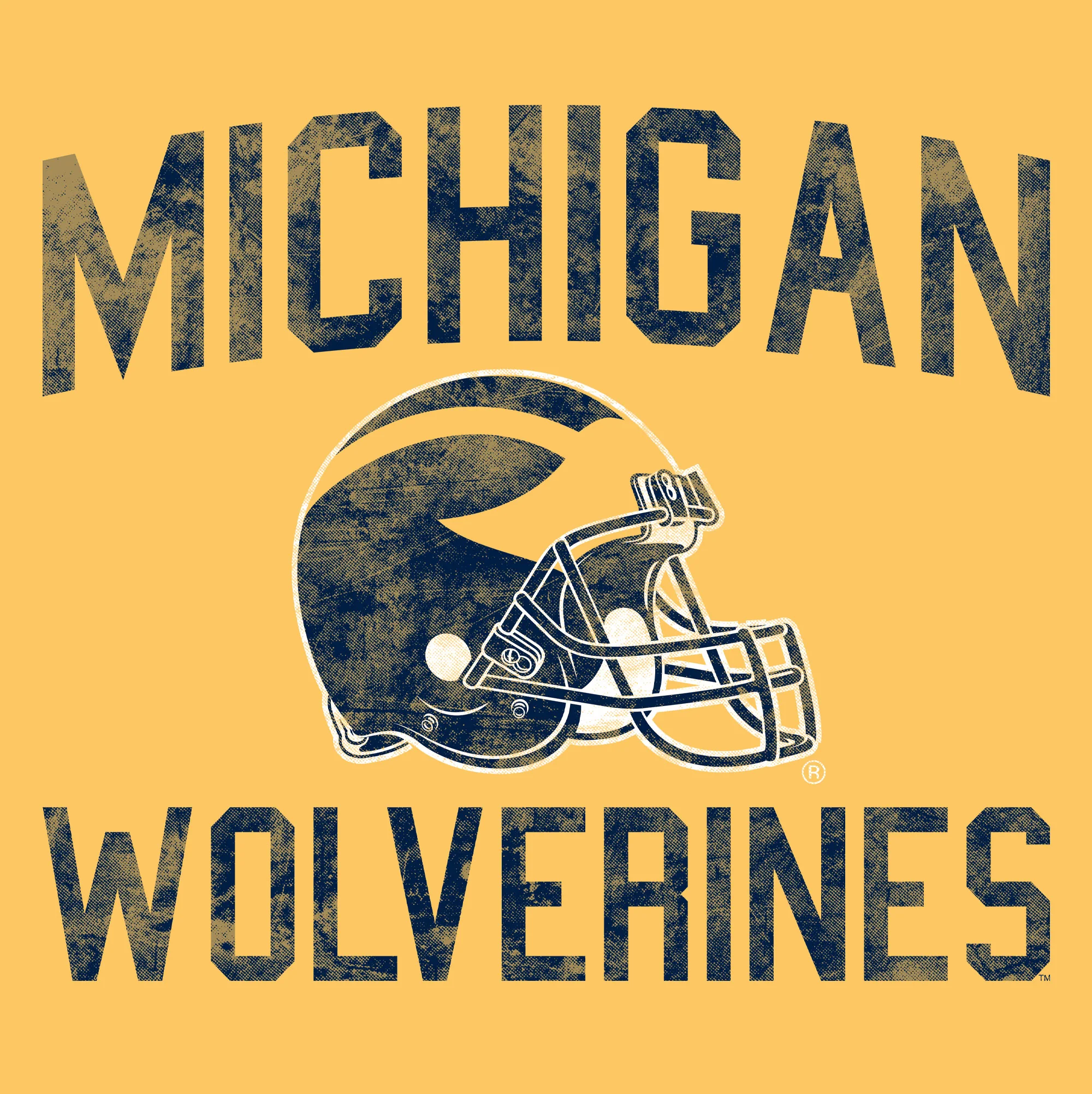 Michigan Faded Football Helmet CVC Long Sleeve - Heather Yellow Gold - Image 2