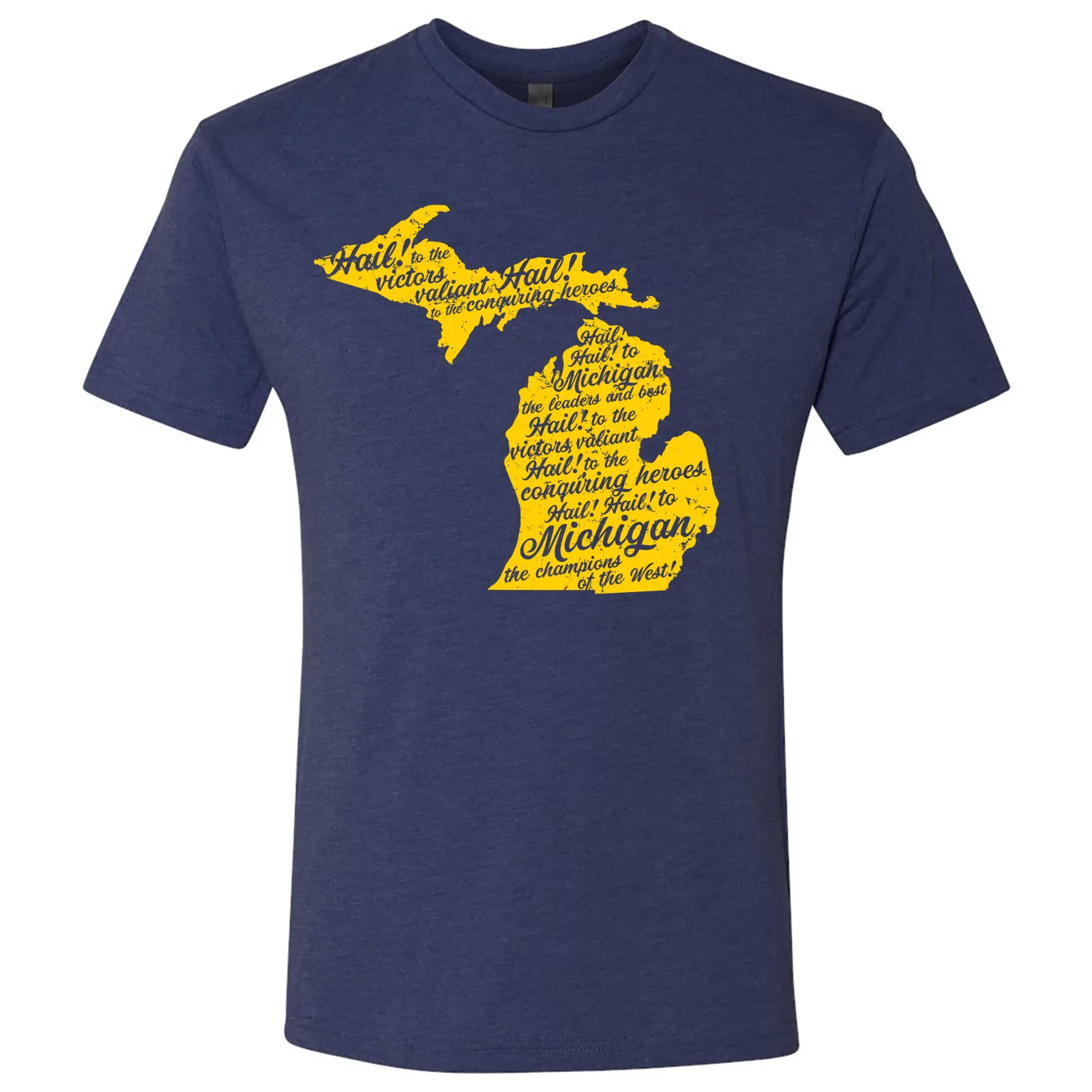 Fight Song University of Michigan Triblend Short Sleeve T Shirt - Vintage Navy
