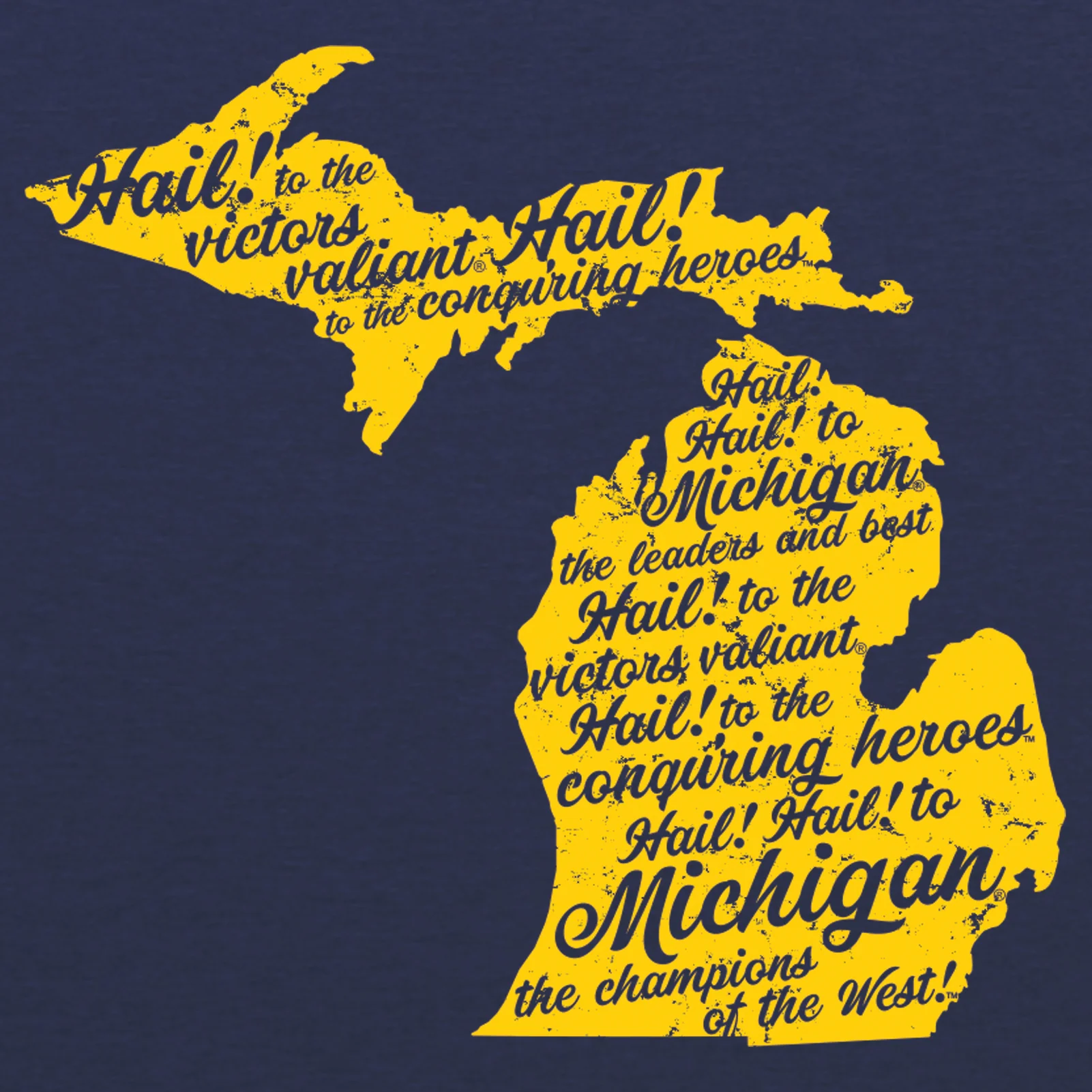 Fight Song University of Michigan Triblend Short Sleeve T Shirt - Vintage Navy - Image 2