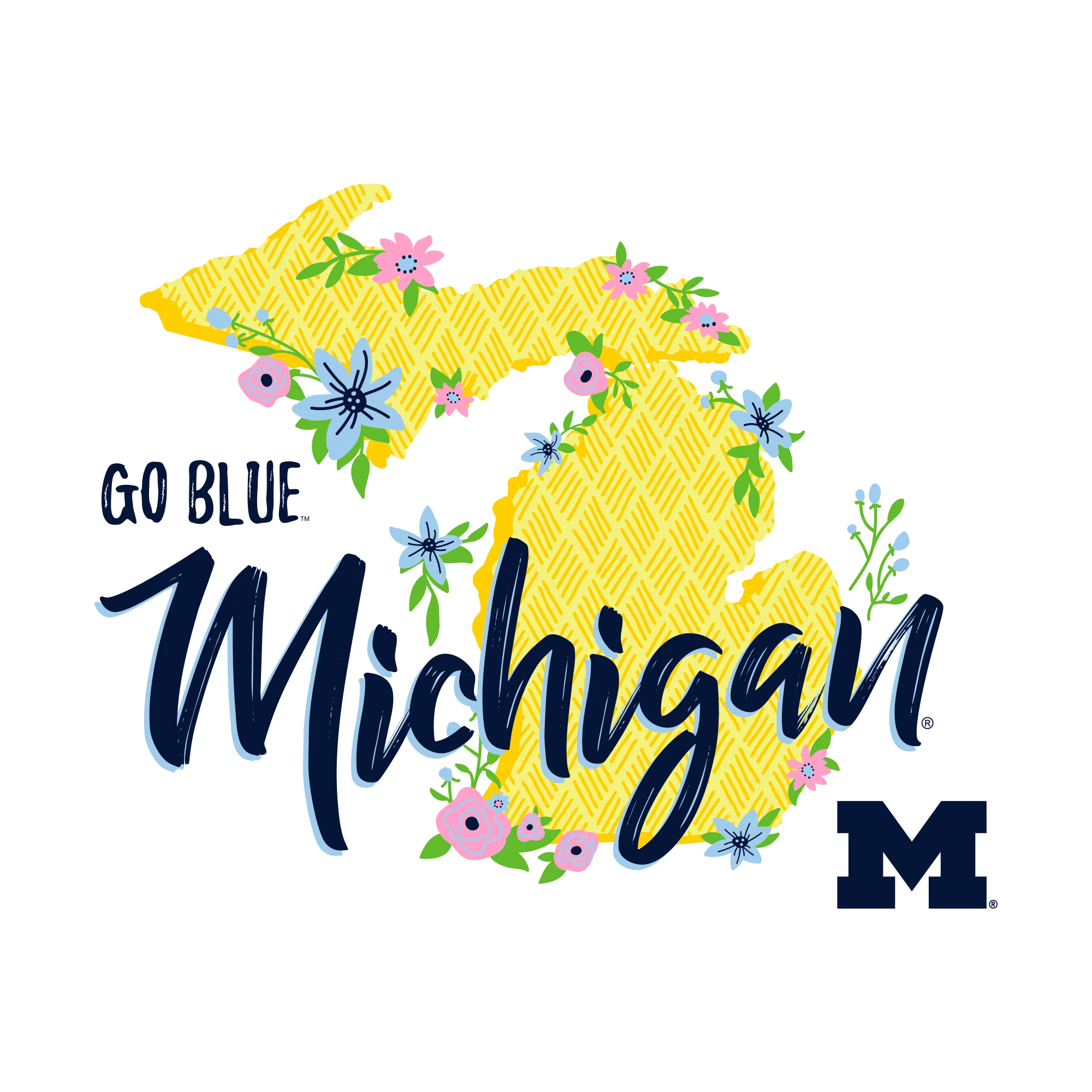 Floral State University of Michigan Comfort Colors Heavyweight Ringspun Short Sleeve T Shirt - White - Image 4