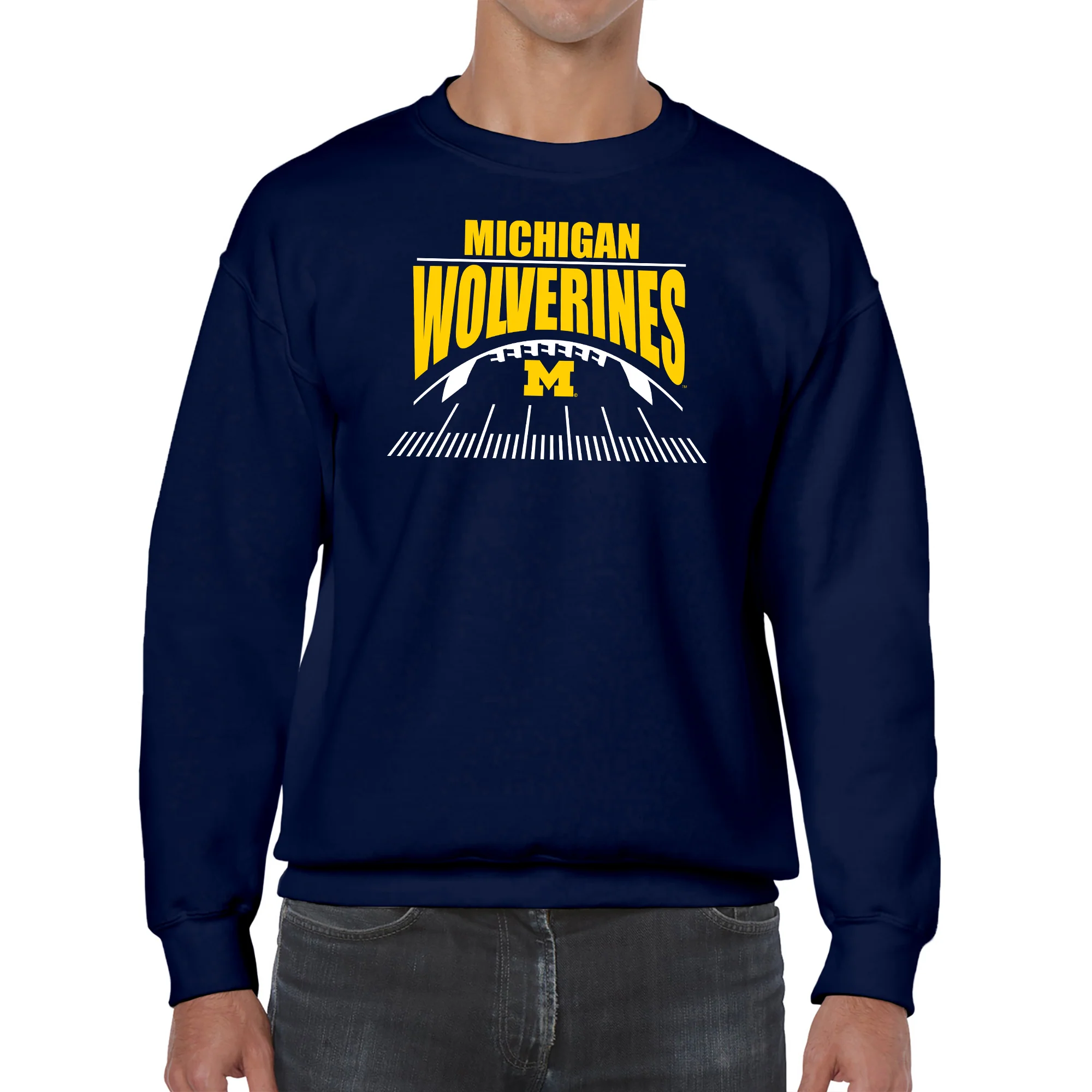 Michigan Football Field Crewneck Sweatshirt - Navy - Image 3