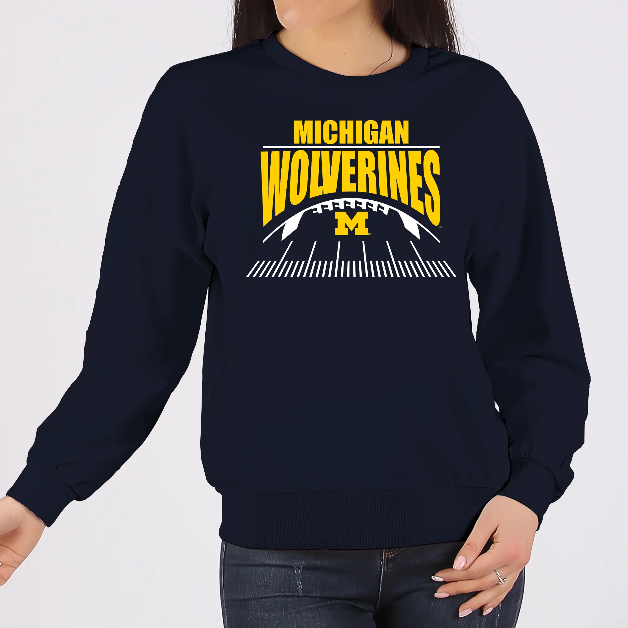 Michigan Football Field Crewneck Sweatshirt - Navy - Image 4