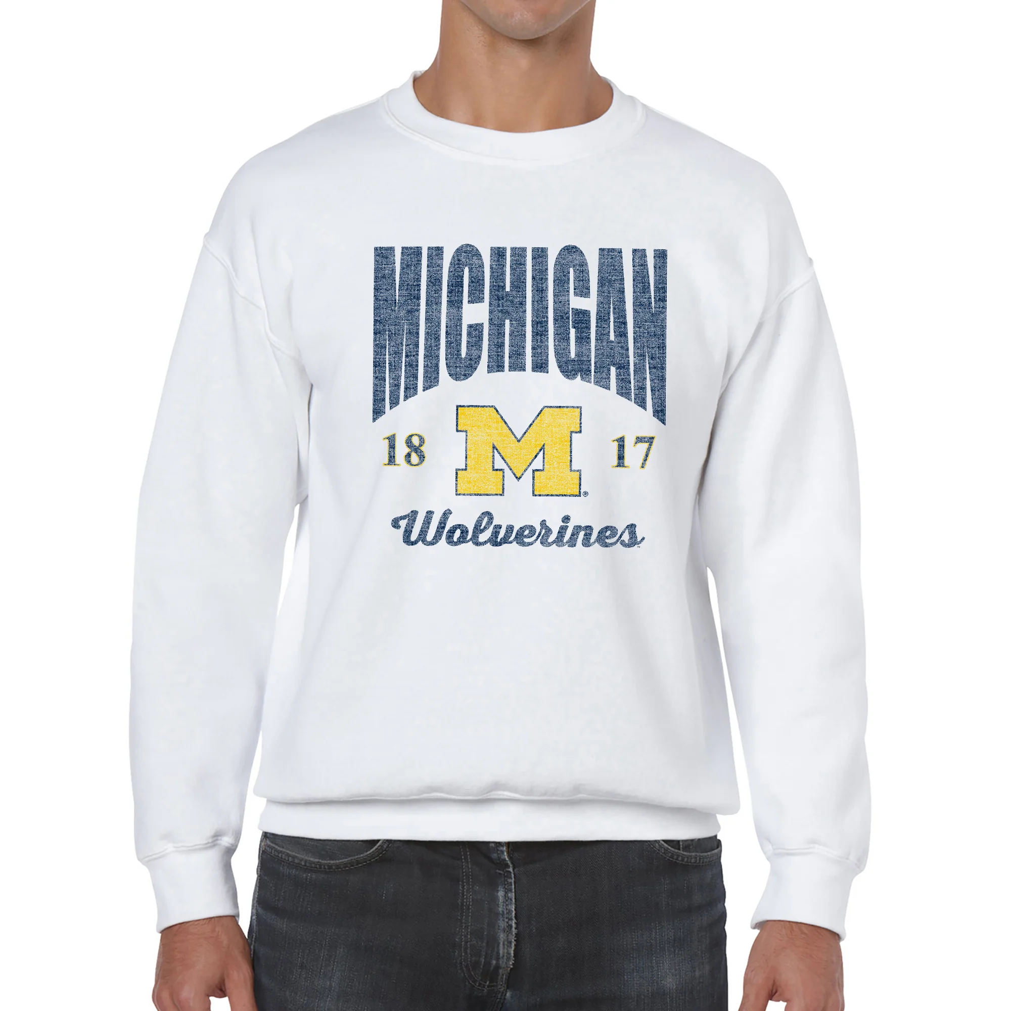 Michigan Giving Noise JA BTB Fleece Crewneck - White - Image 3