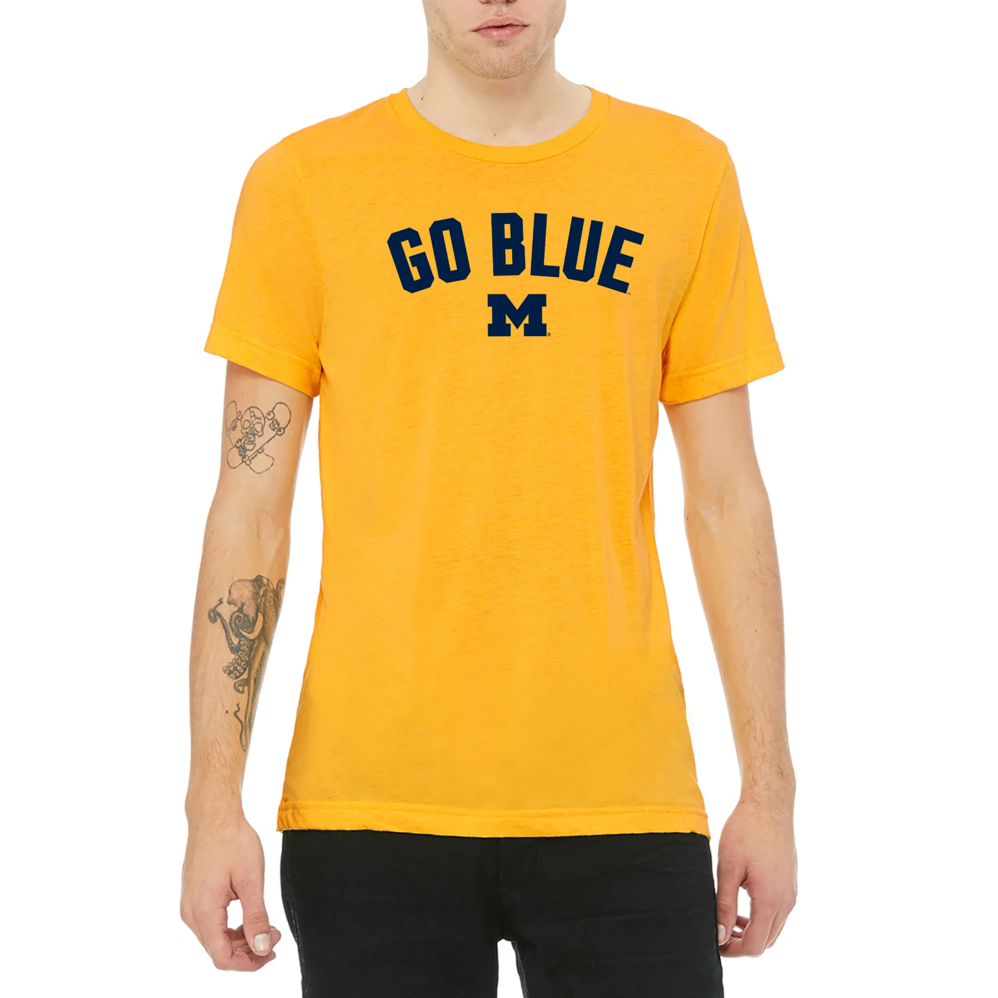 Michigan Go Blue Arc Triblend T-Shirt - Yellow Gold - Image 4