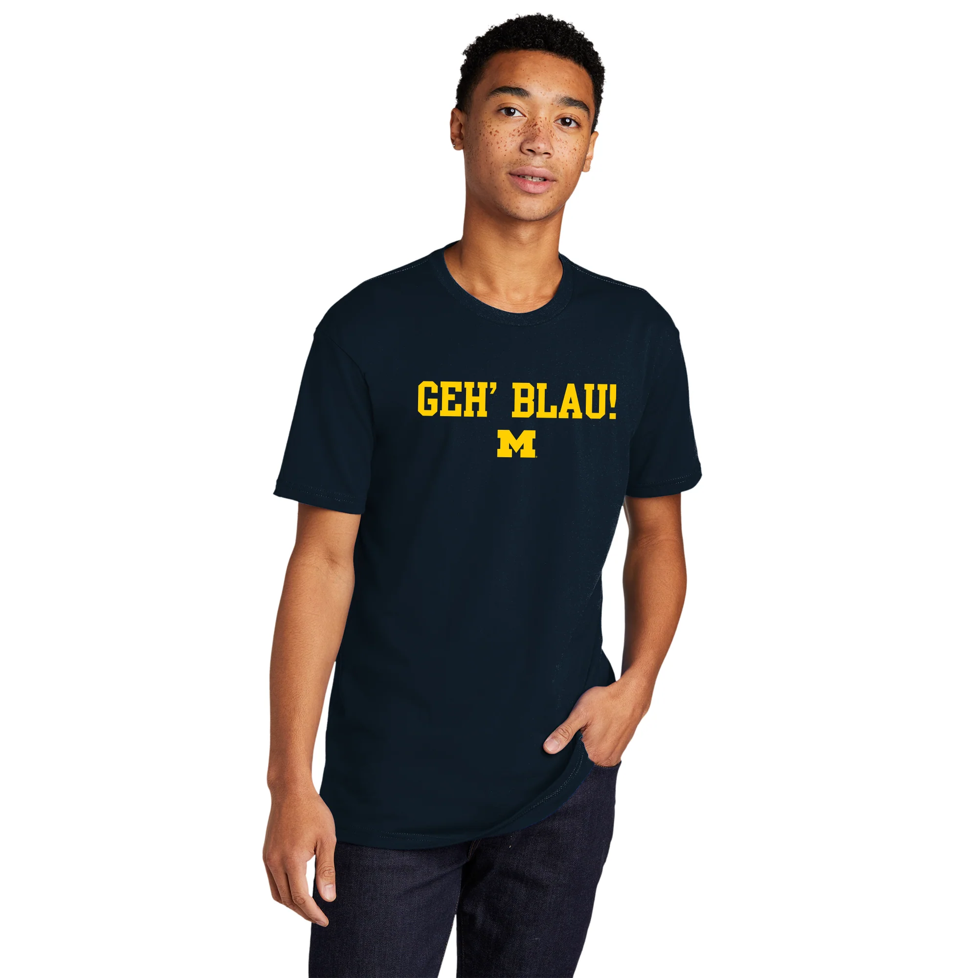 Michigan Go Blue German NLA T-Shirt - Midnight Navy - Image 3