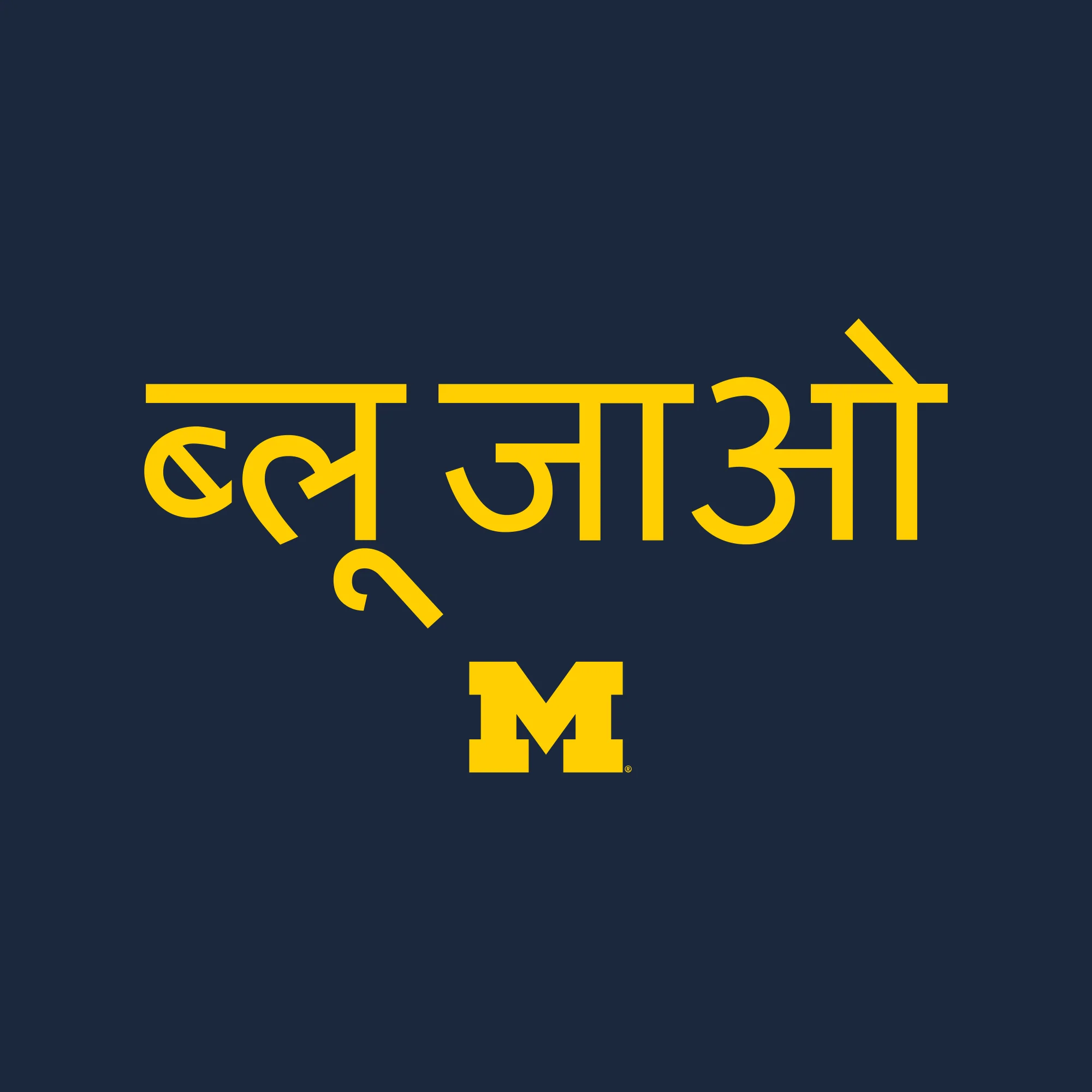 Michigan Go Blue Hindi NLA T-Shirt - Midnight Navy - Image 2