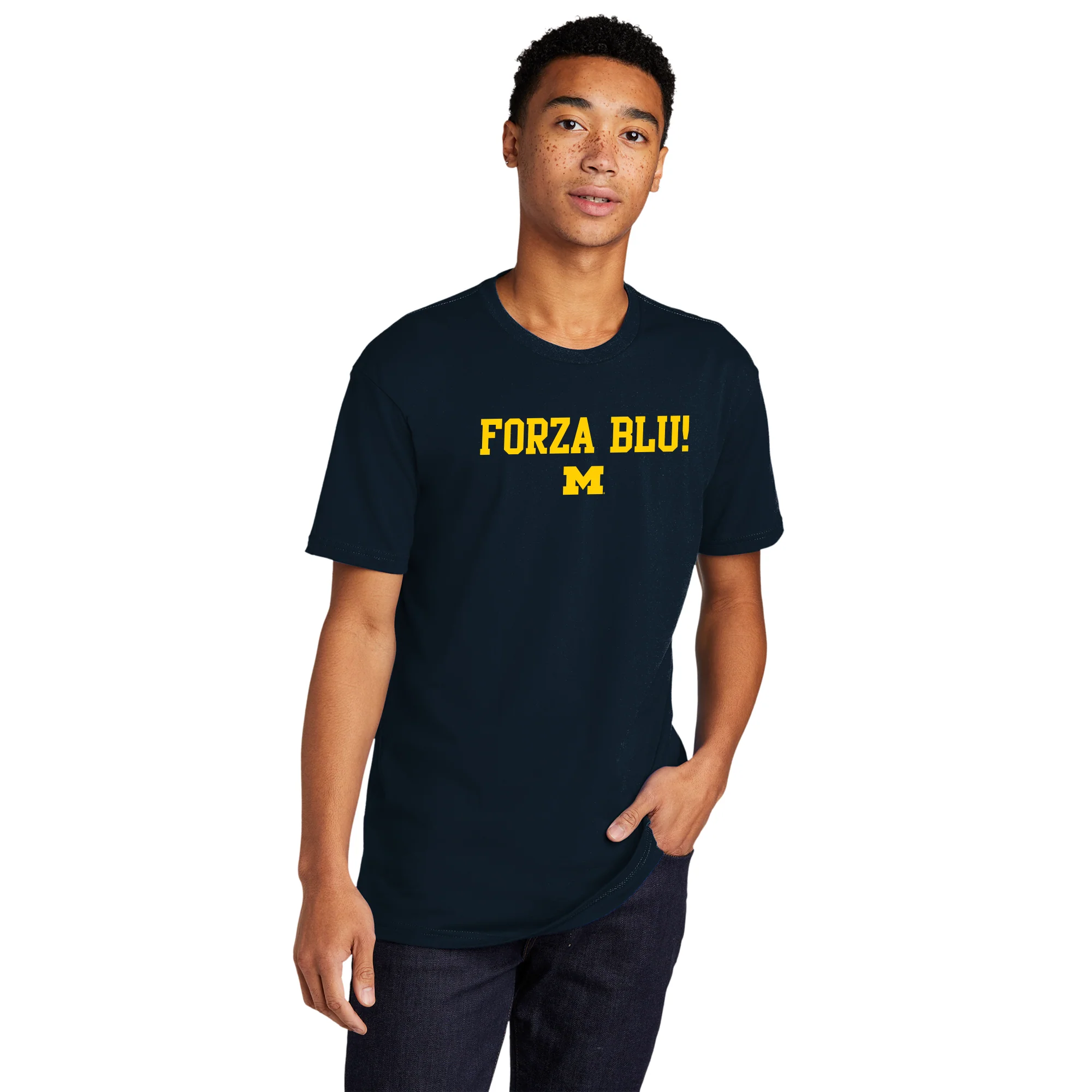 Michigan Go Blue Italian NLA T-Shirt - Midnight Navy - Image 3