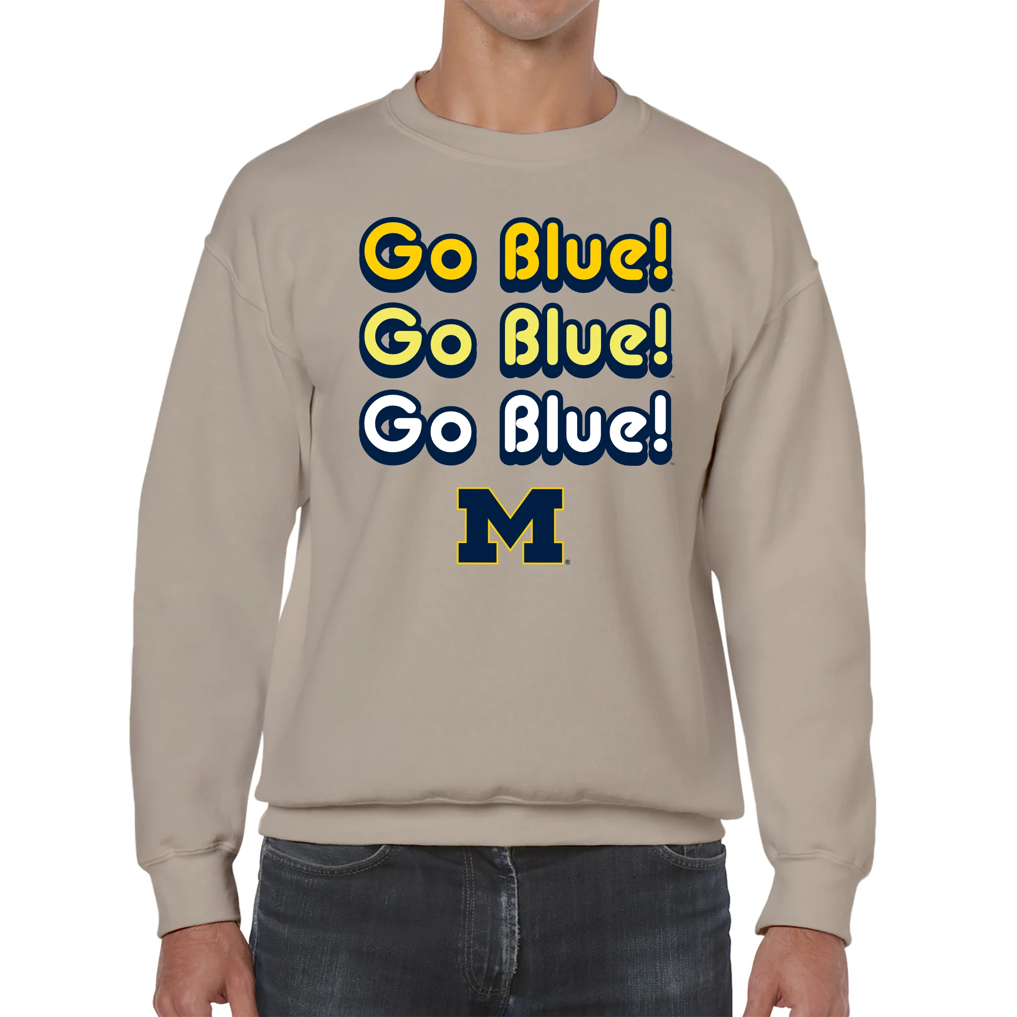 Michigan Go Blue Repeat Crewneck Sweatshirt - Sand - Image 3