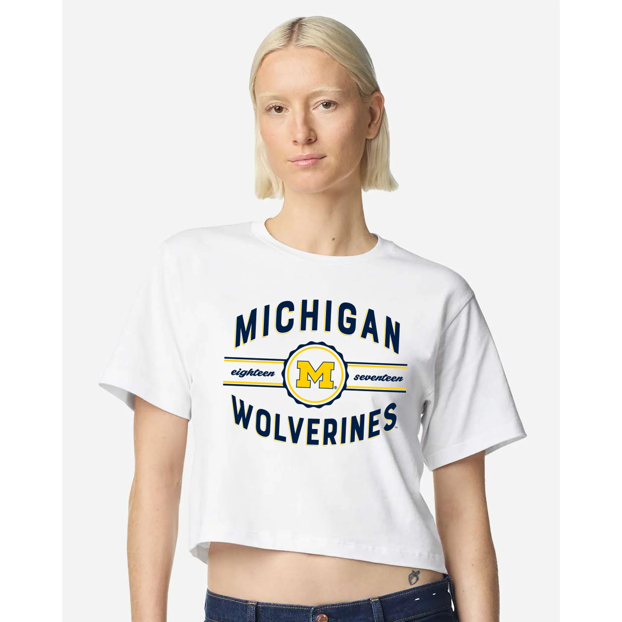 Michigan Grandstand Women's Fine Jersey Boxy Tee - White - Image 3