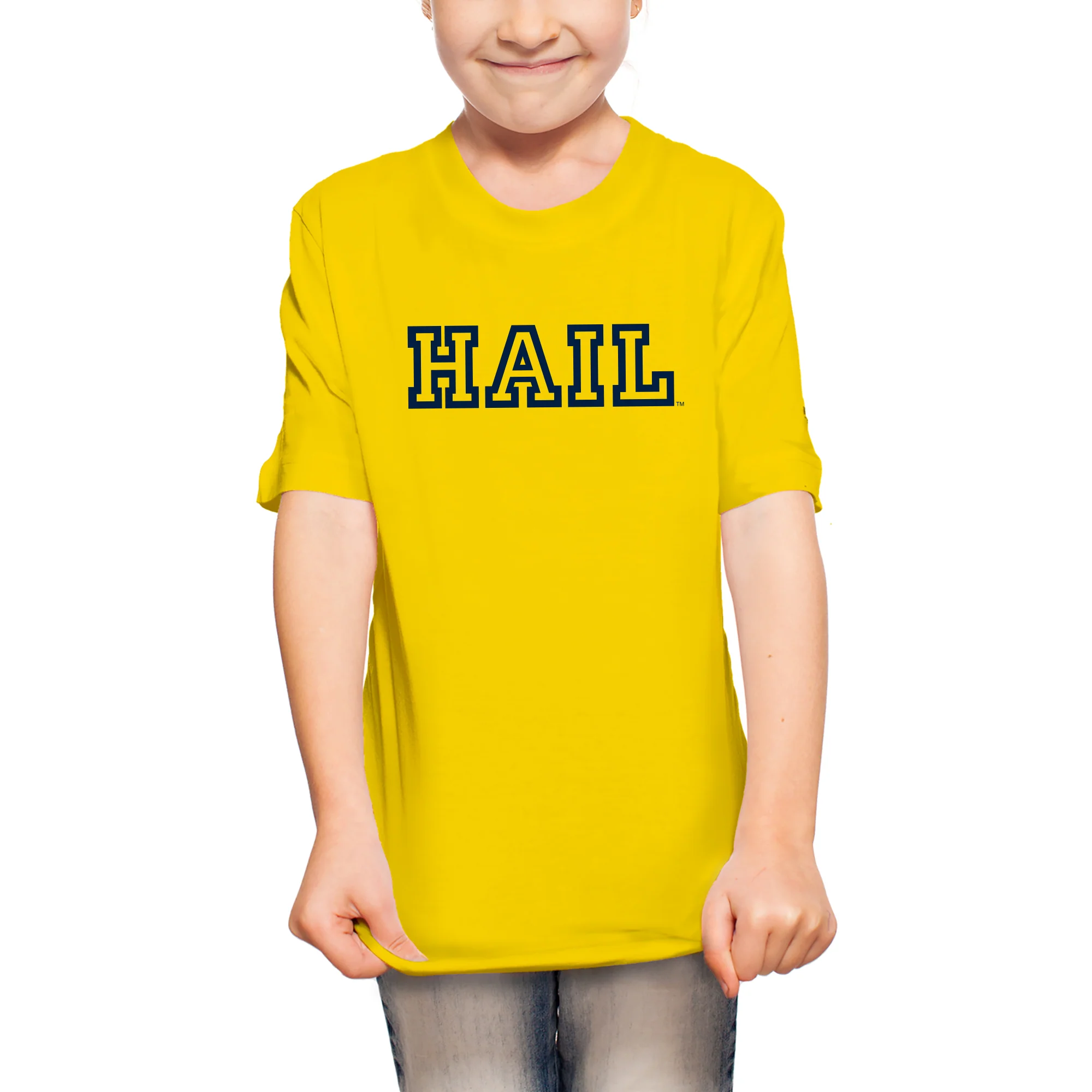 Michigan Hail Outline Youth T-Shirt - Daisy - Image 4