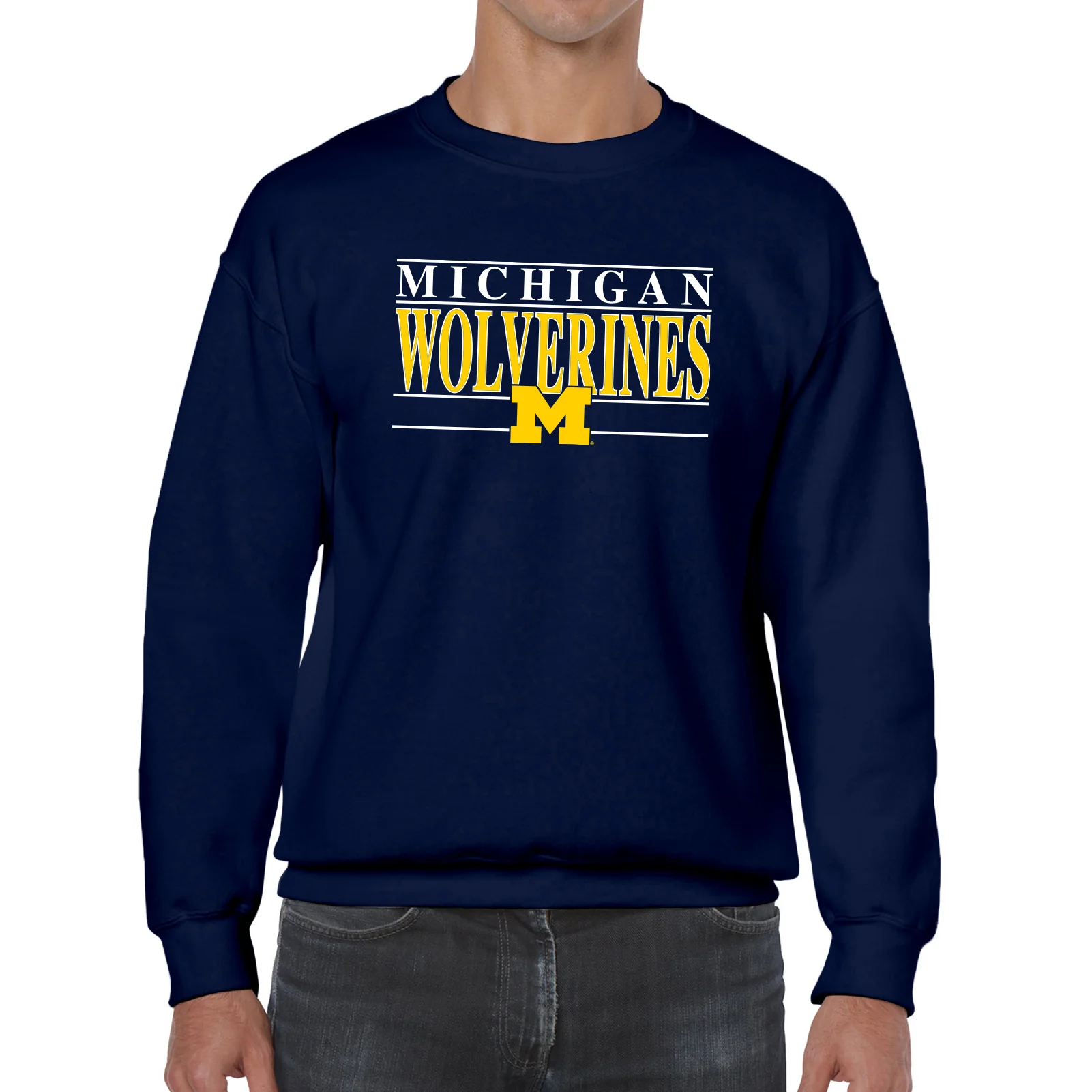 Michigan Headline Crewneck Sweatshirt - Navy - Image 3
