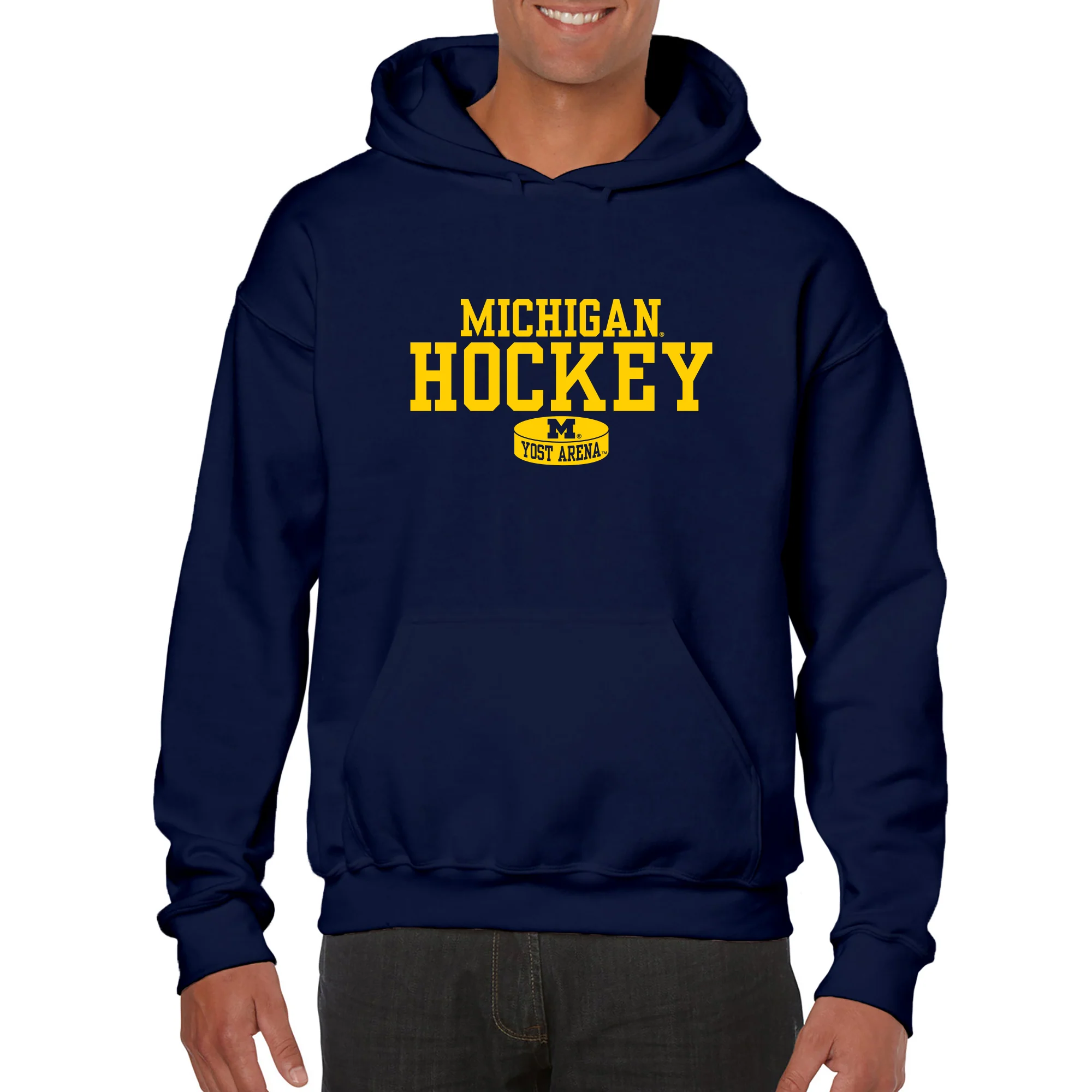 Michigan Hockey Puck Yost Arena JA BTB Hoodie - Navy - Image 3