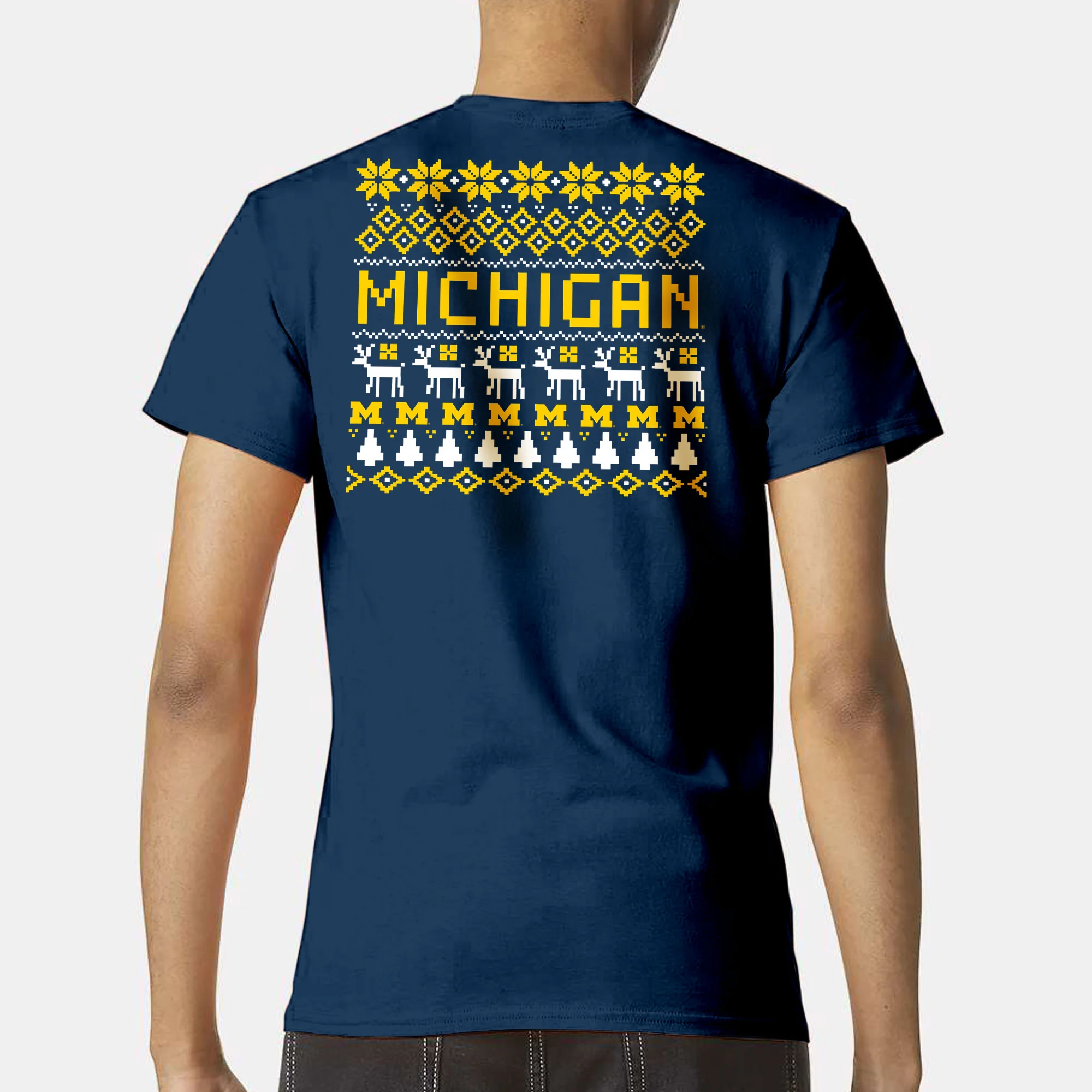 Michigan Holiday Sweater Tee - Navy - Image 4