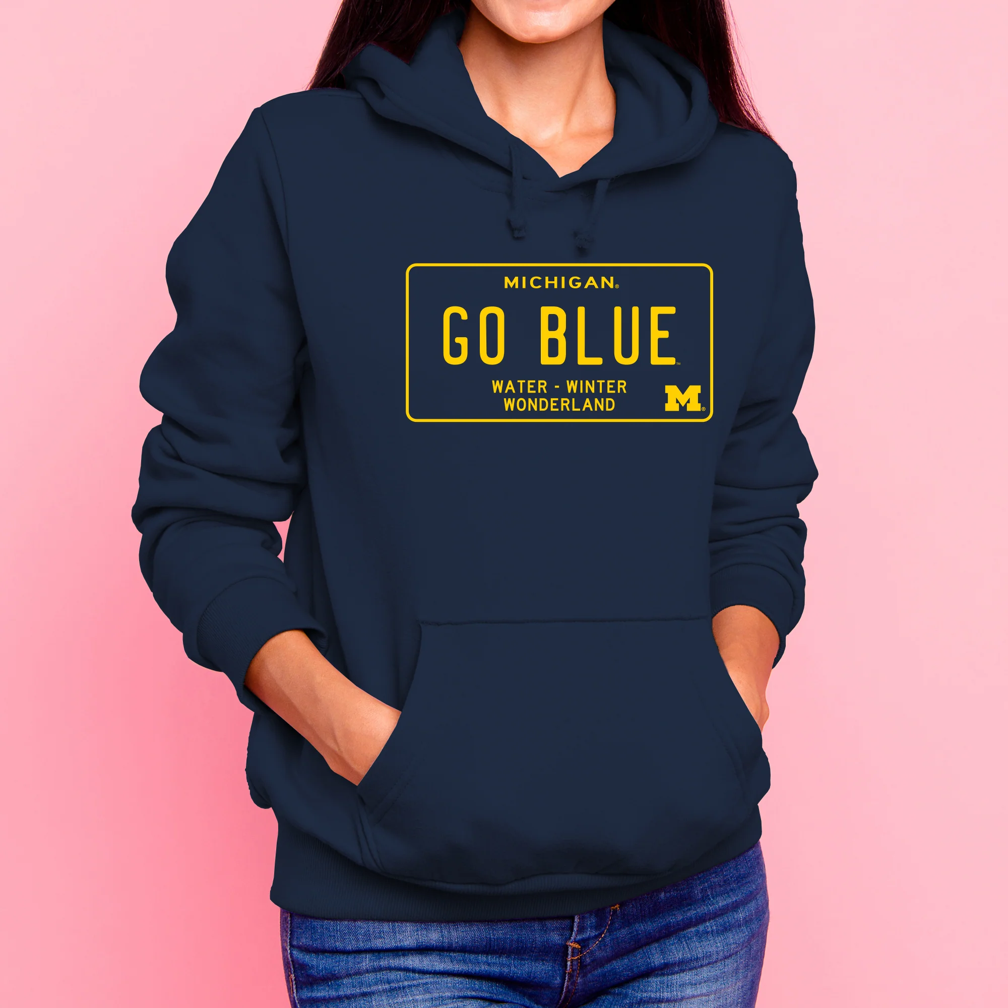 Michigan License Plate Hoodie - Navy - Image 4