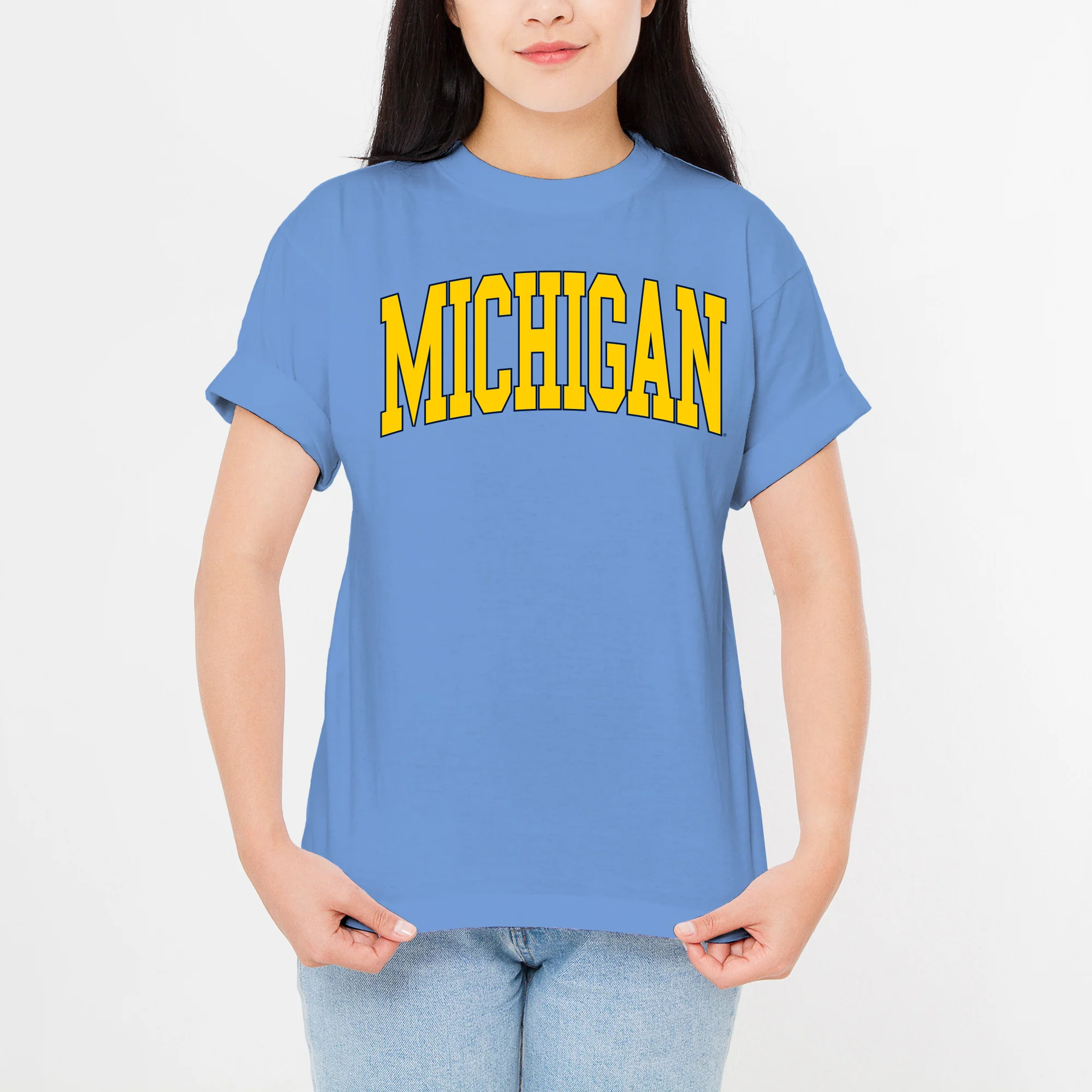 Michigan Wolverines Mega Arch T-Shirt - C Blue - Image 4
