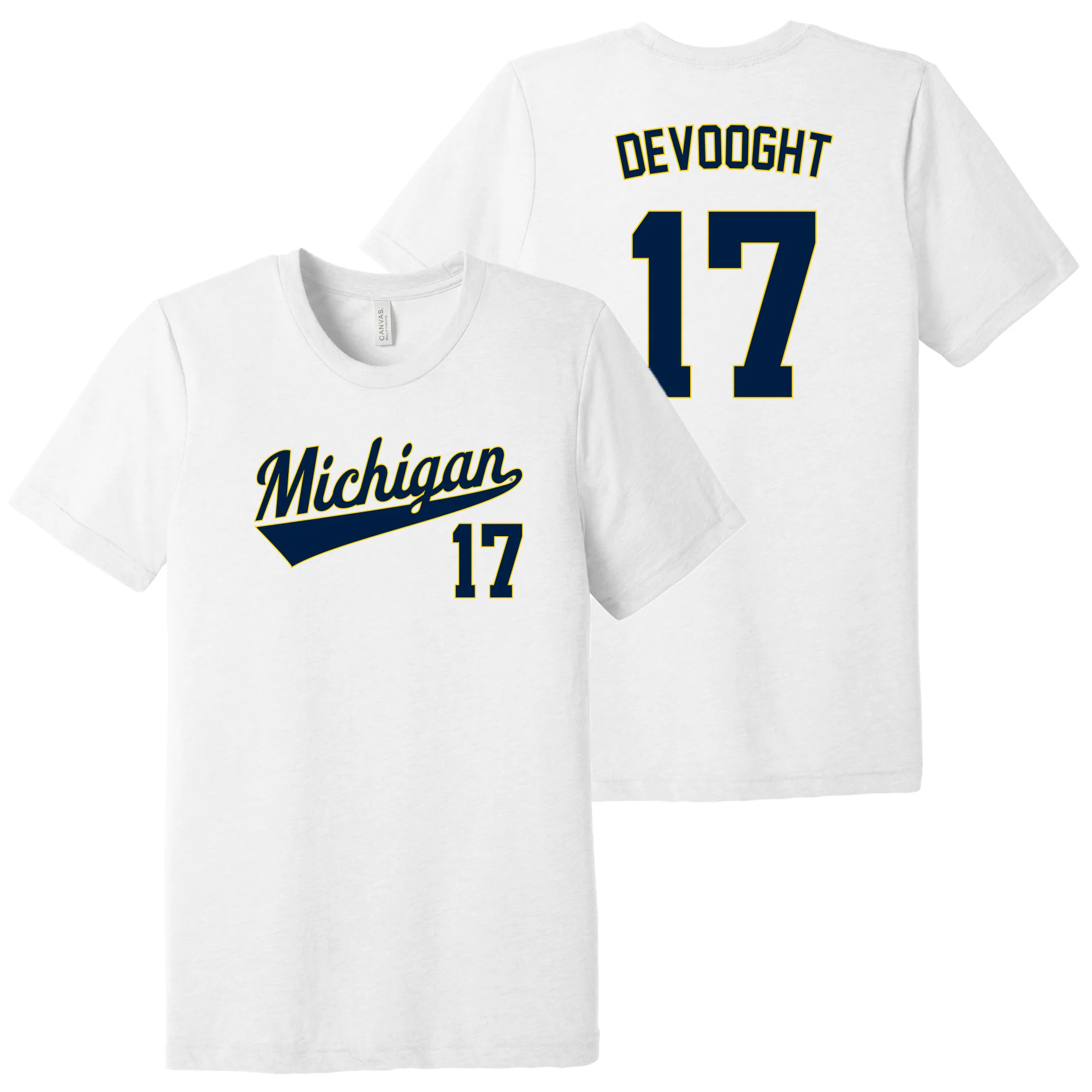 Michigan NIL Baseball DeVooght 17 Triblend T-Shirt - White
