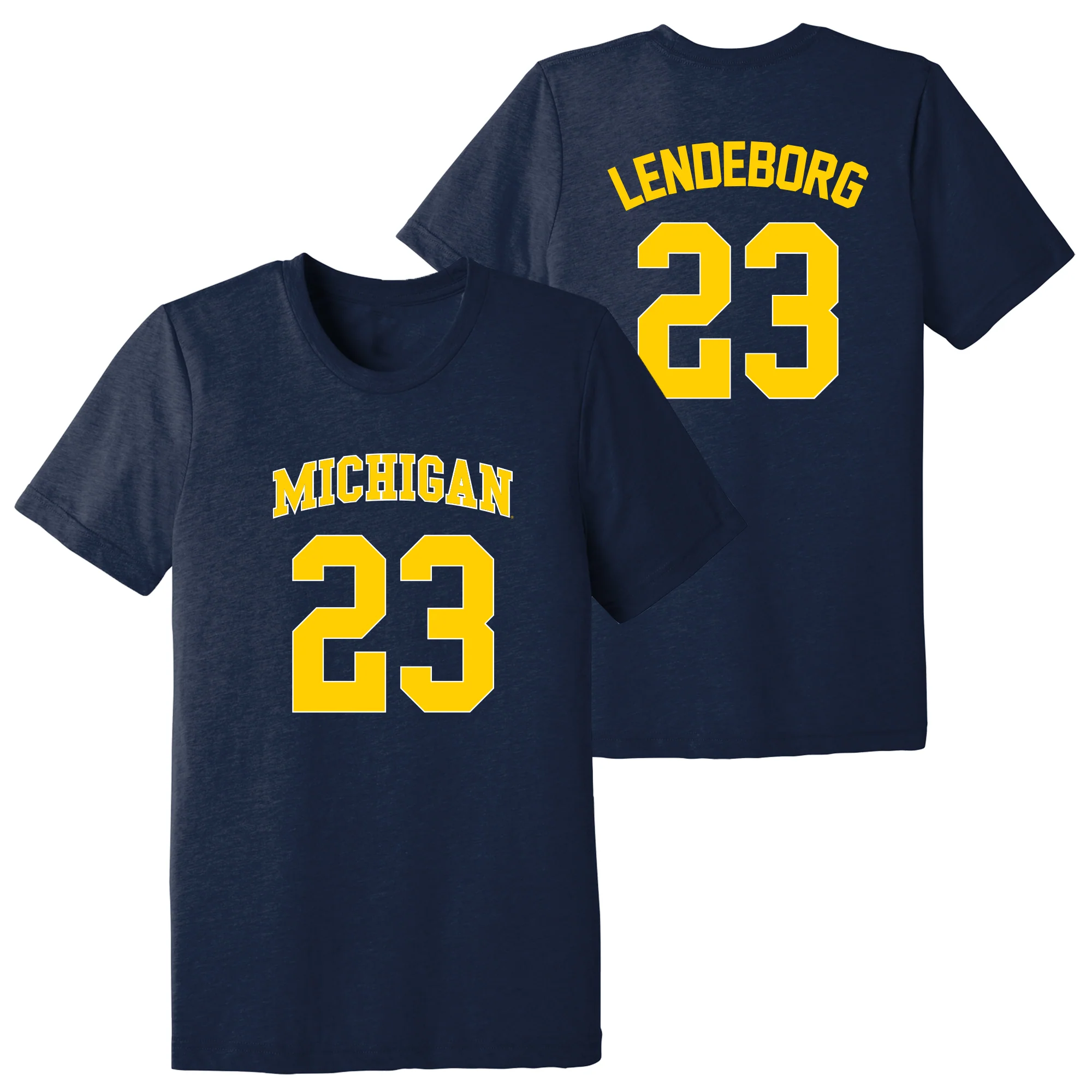 Michigan NIL Basketball Lendeborg 23 Triblend T-Shirt - Solid Navy
